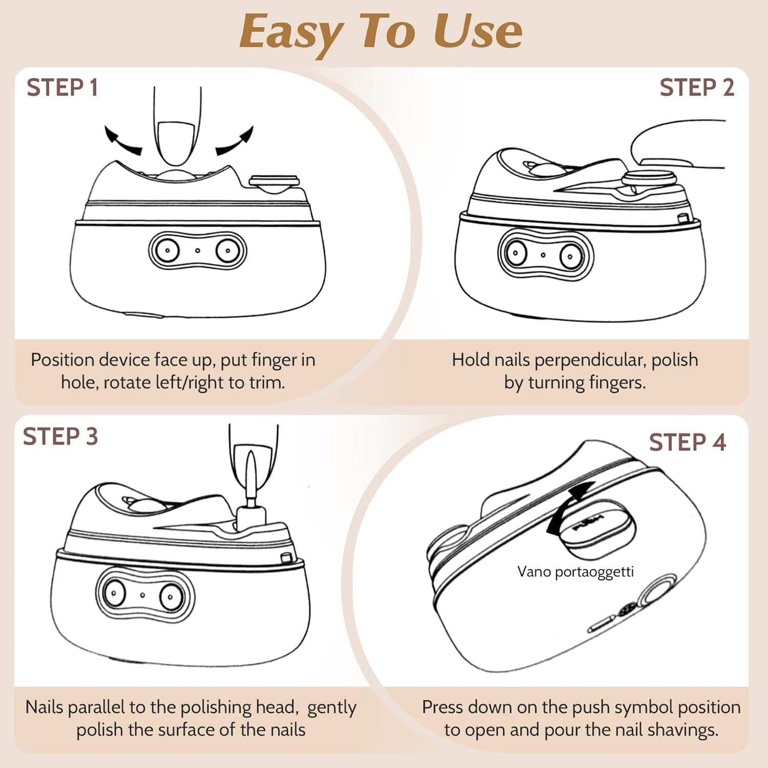 Cortador de Uñas Eléctrico 4-en-1 SZLHLTD con Lima y Luz UV