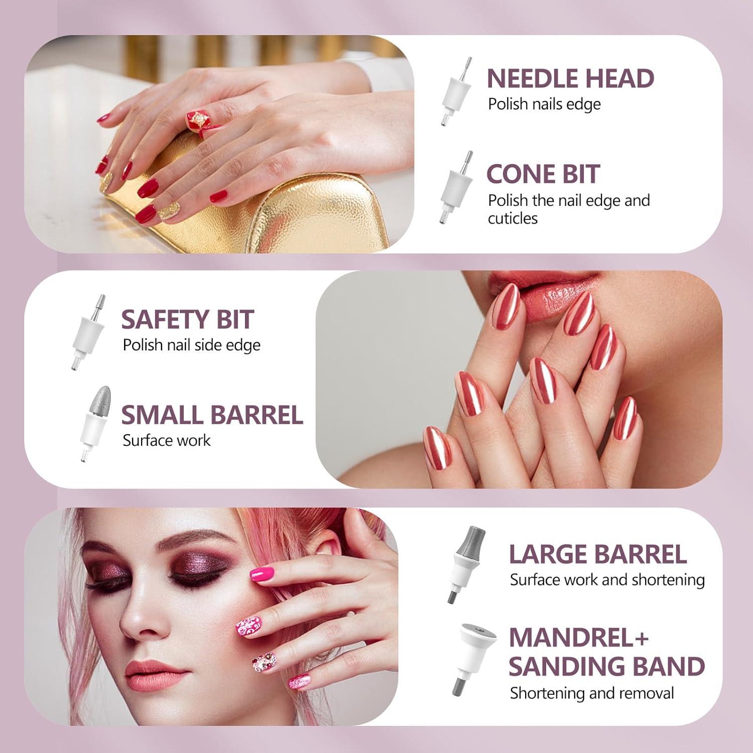 Kit de Lima Eléctrica Droyek 8 Puntas para Uñas Gel