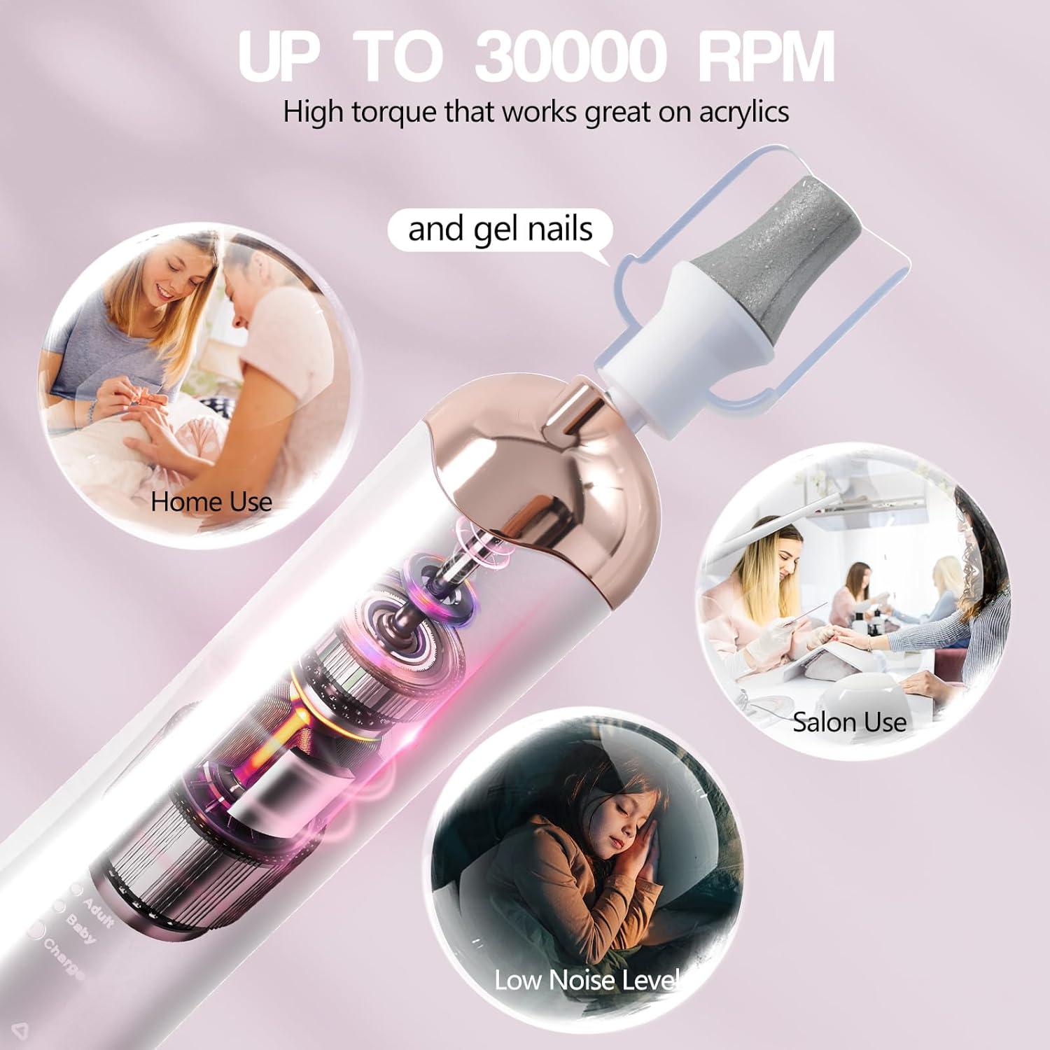 Kit de Lima Eléctrica Droyek 8 Puntas para Uñas Gel