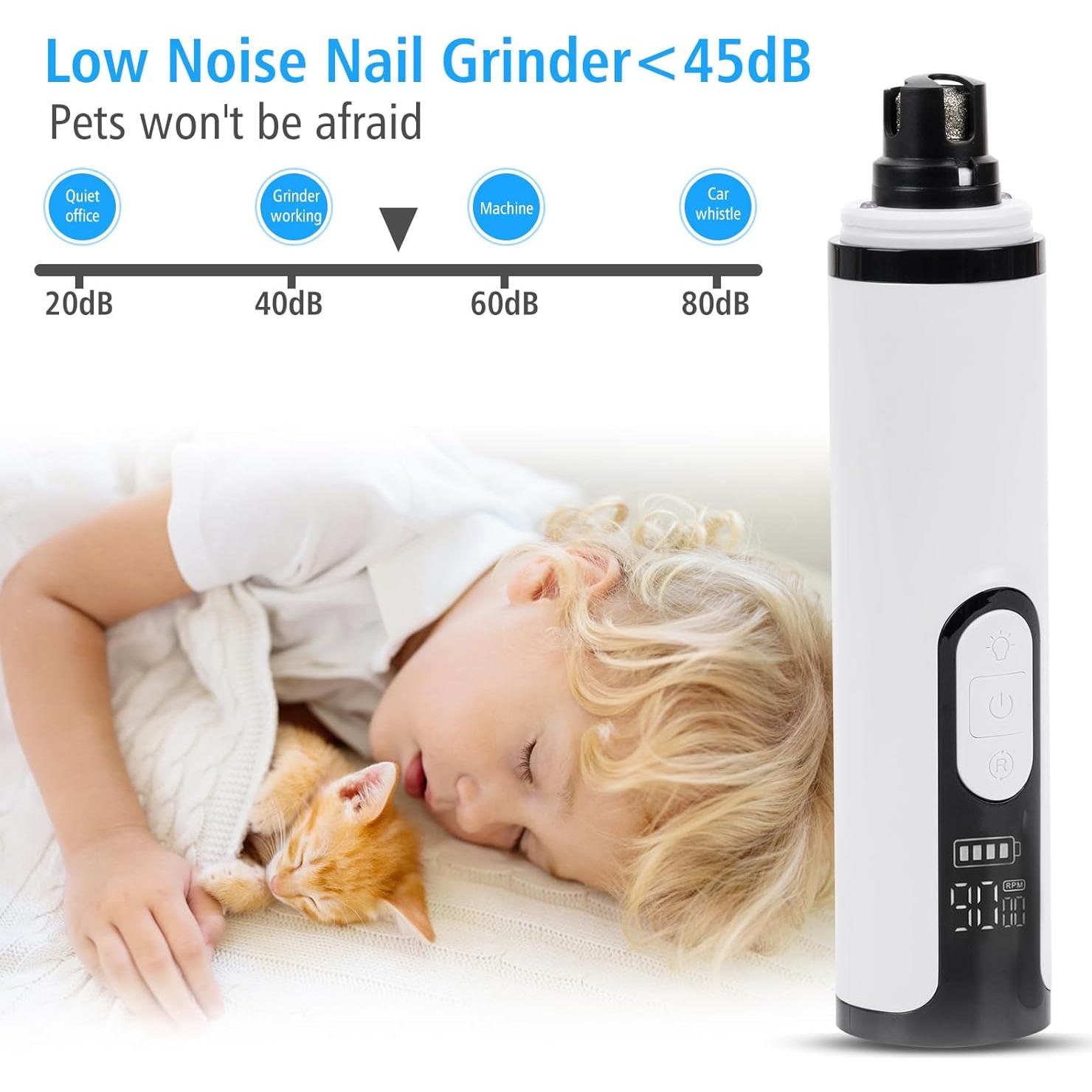 Cortauñas Eléctrico PetProX para Perros y Gatos - Silencioso, Recargable, 3 Velocidades