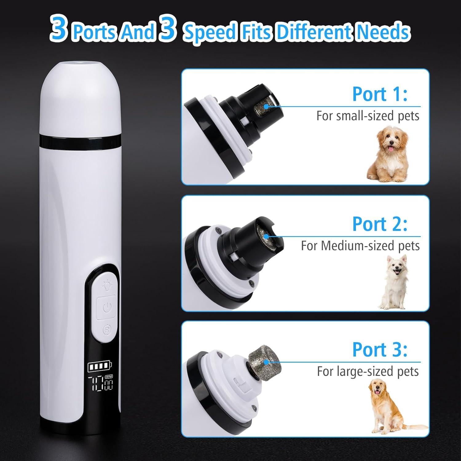 Cortauñas Eléctrico PetProX para Perros y Gatos - Silencioso, Recargable, 3 Velocidades