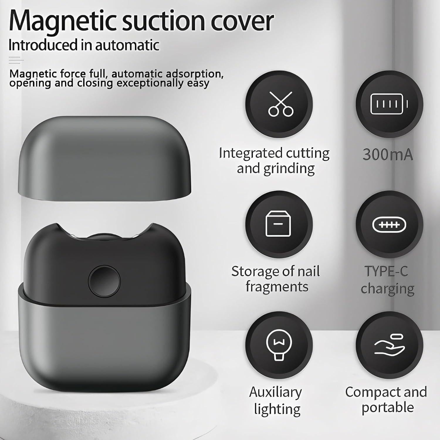 Cortador de Uñas Eléctrico PINjiaju con Luz LED y Almacenamiento