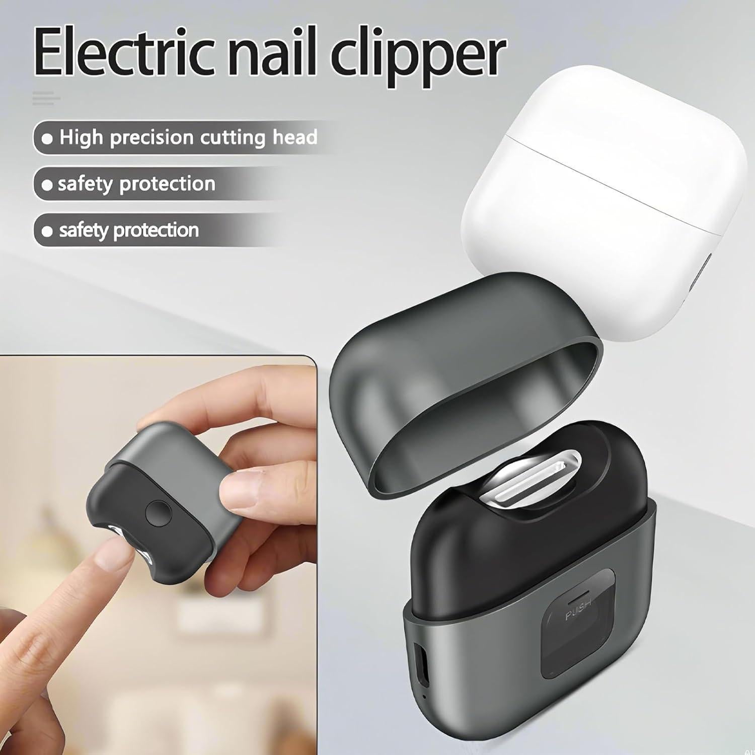 Cortador de Uñas Eléctrico PINjiaju con Luz LED y Almacenamiento