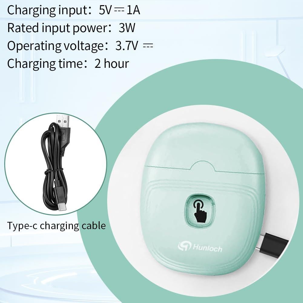 Cortador de Uñas Eléctrico Hunloch Verde, Recargable USB, 3 Velocidades