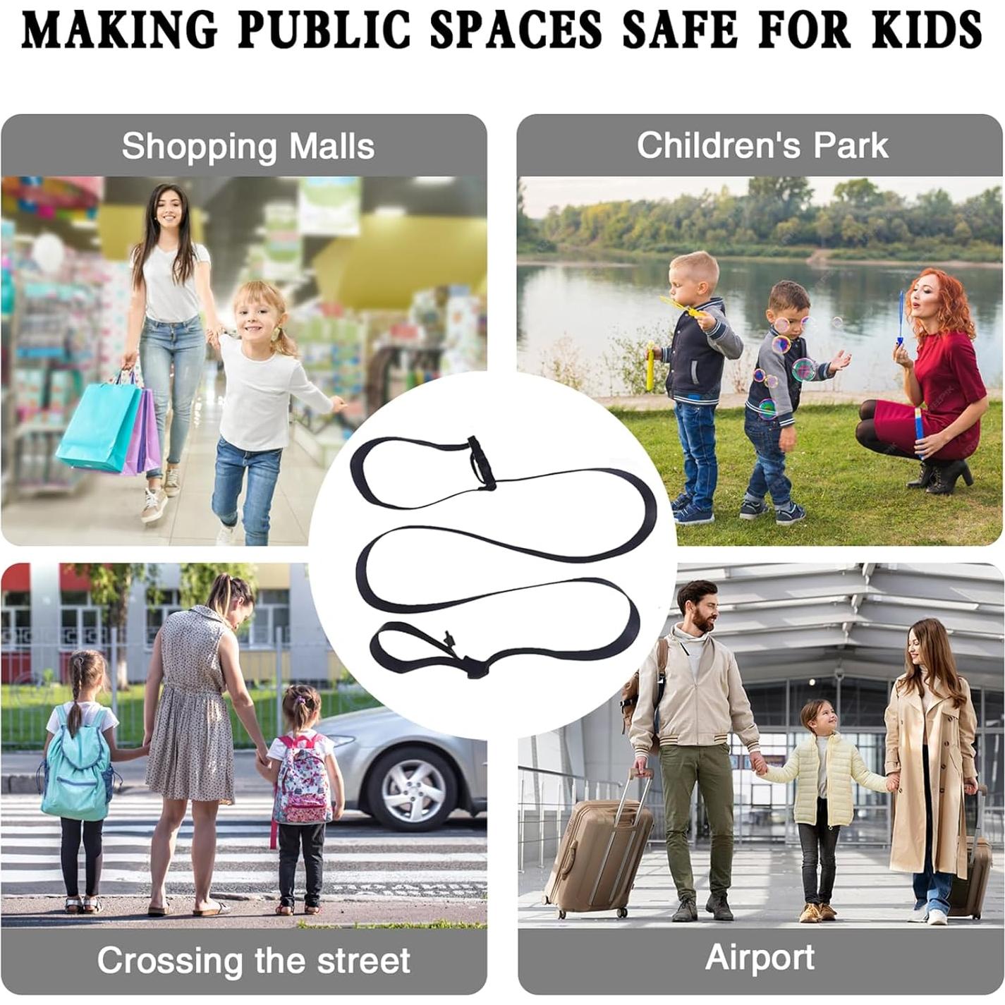 Arnés de Muñeca de Seguridad Ajustable para Niños - Negro