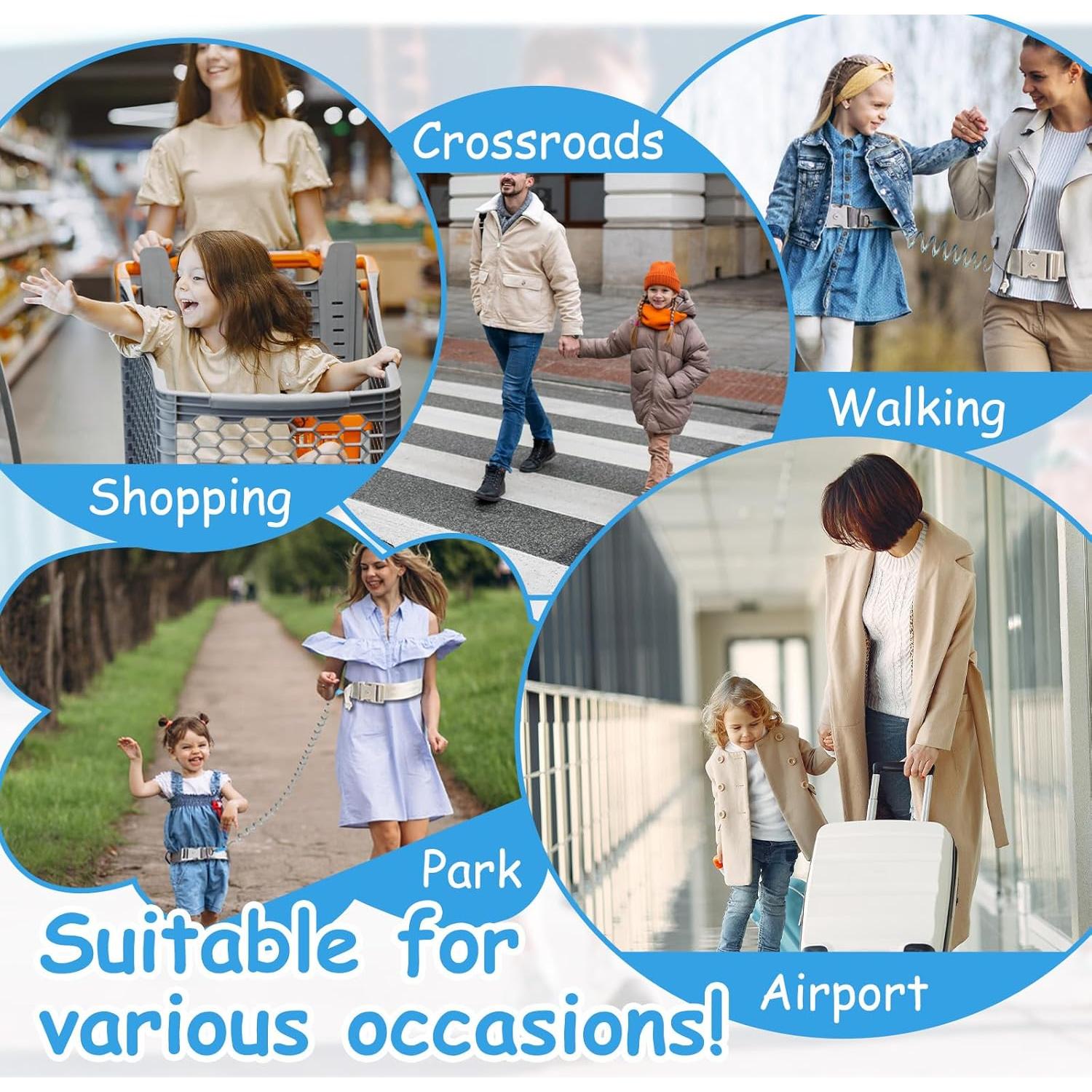 Correa de Seguridad para Niños Pequeños con Bloqueo - Gris Azul