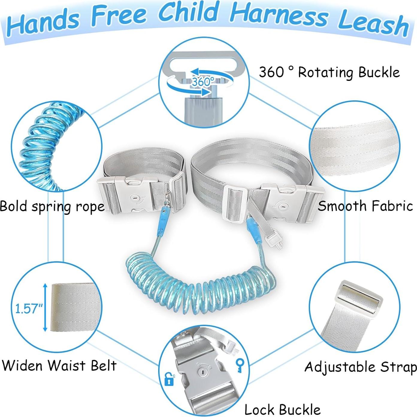 Correa de Seguridad para Niños Pequeños con Bloqueo - Gris Azul