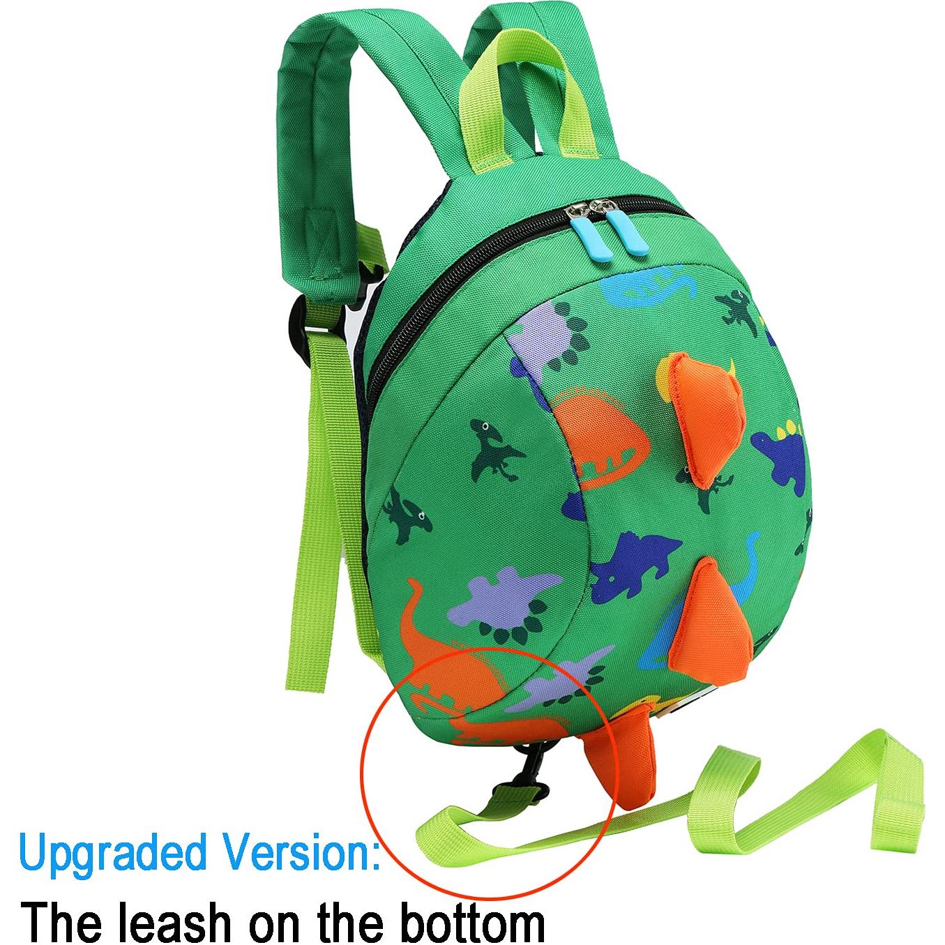 Mochila Mini Dinosaurio Verde para Niños con Correa Antipérdida