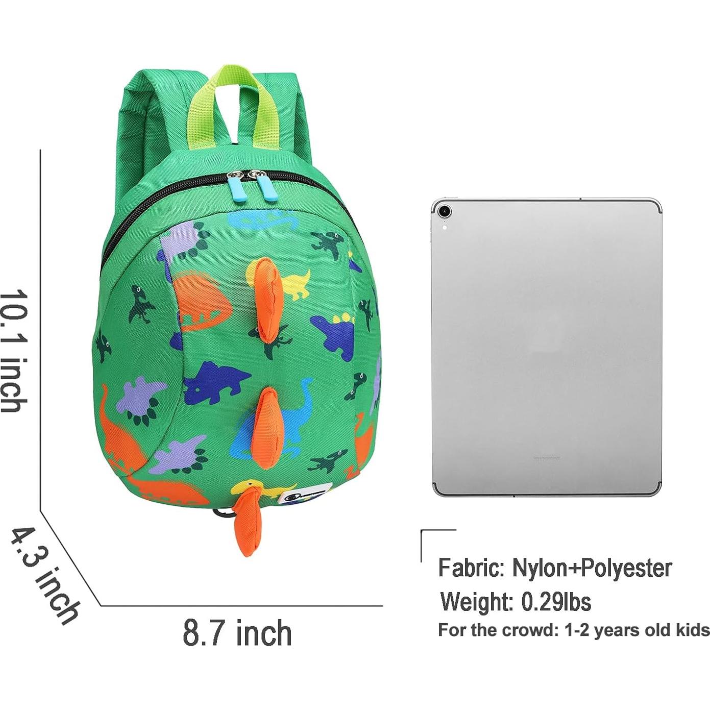 Mochila Mini Dinosaurio Verde para Niños con Correa Antipérdida