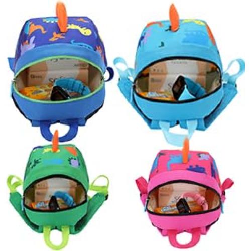 Mochila Mini Dinosaurio Verde para Niños con Correa Antipérdida