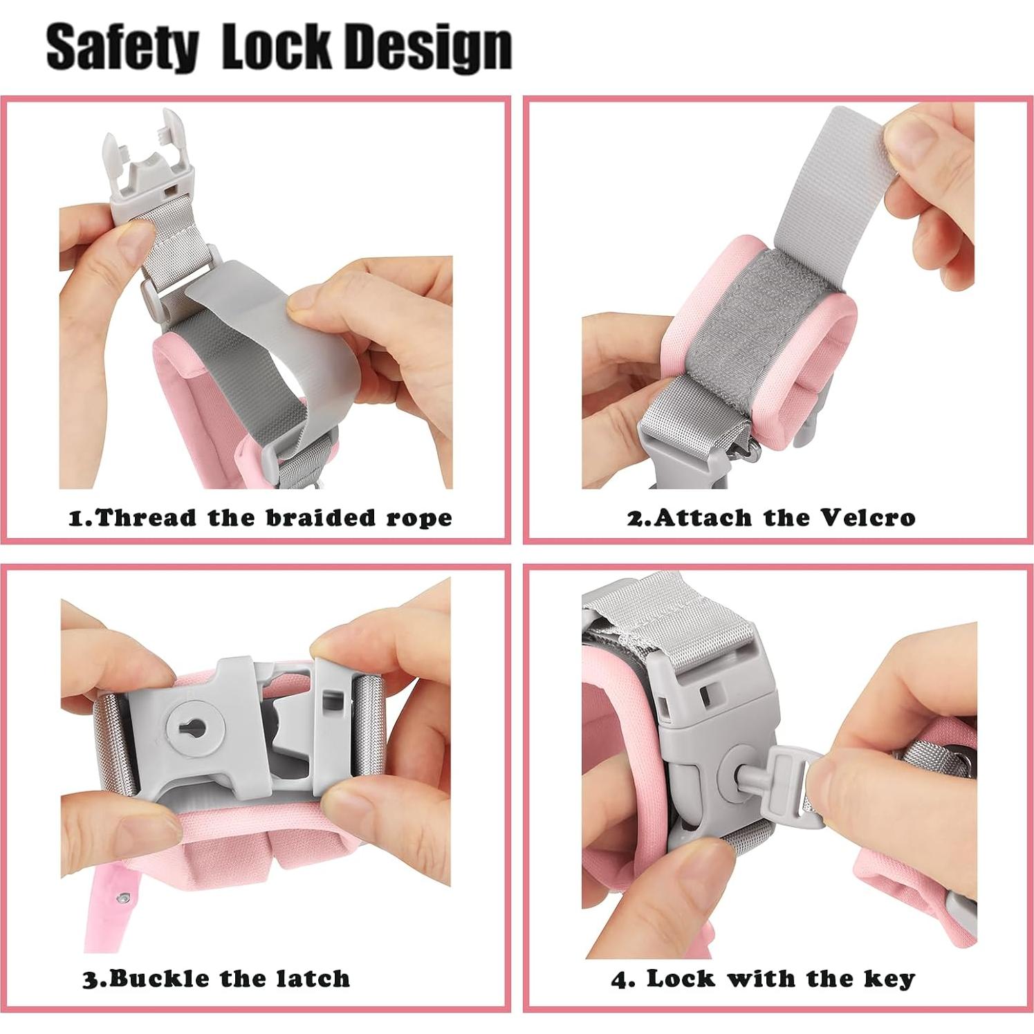 Enlace de Muñeca Antipérdida PandaEar para Niños - Rosa