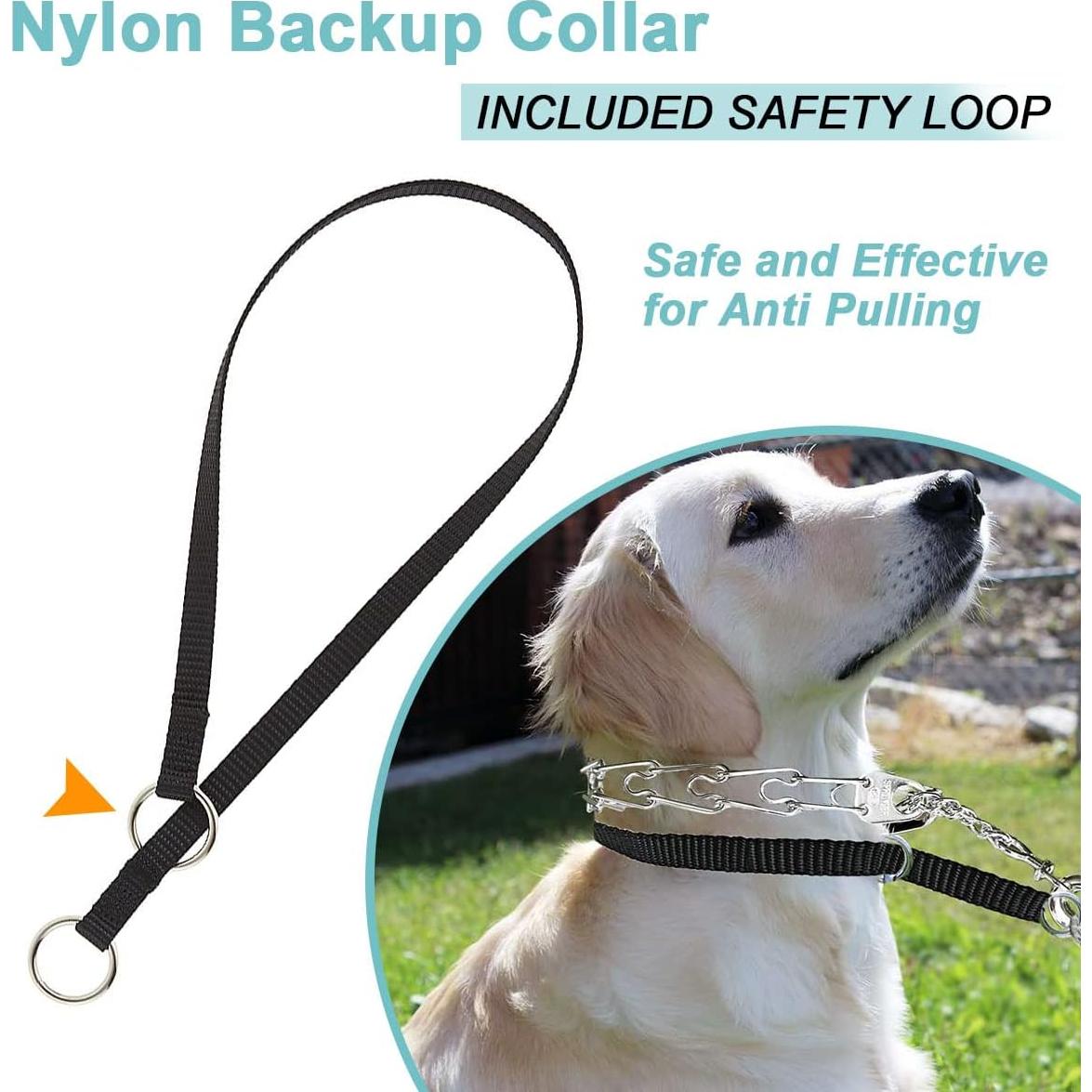 Collar de Respaldo Mayerzon para Perros - Nylon, Negro, L