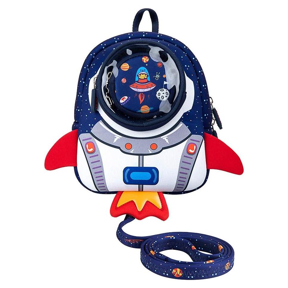 Mochila JiePai Cohete Azul para Niños 1-3 Años con Correa