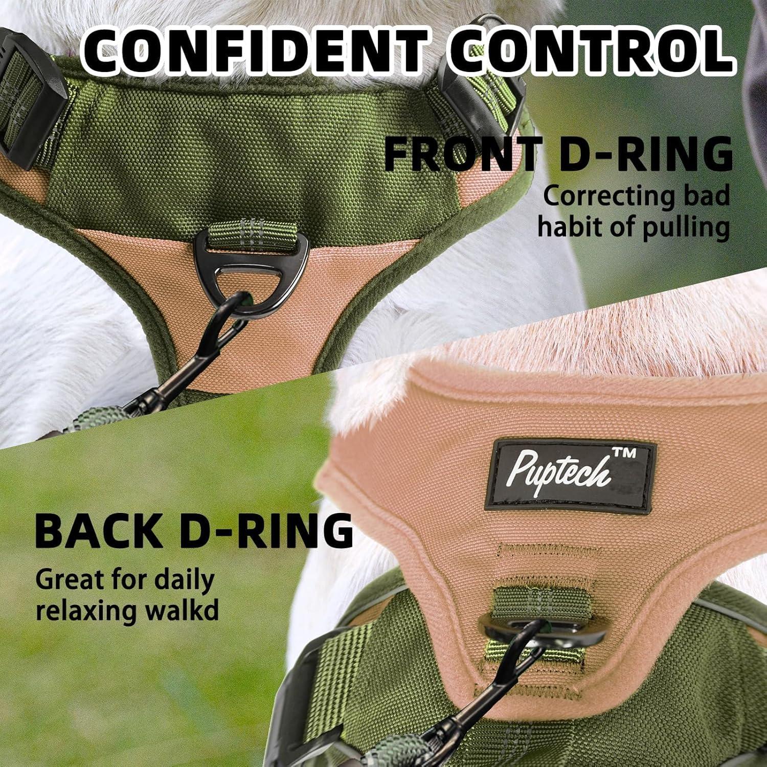 Arnés para Perros PUPTECK Grande Verde Reflectante Ajustable