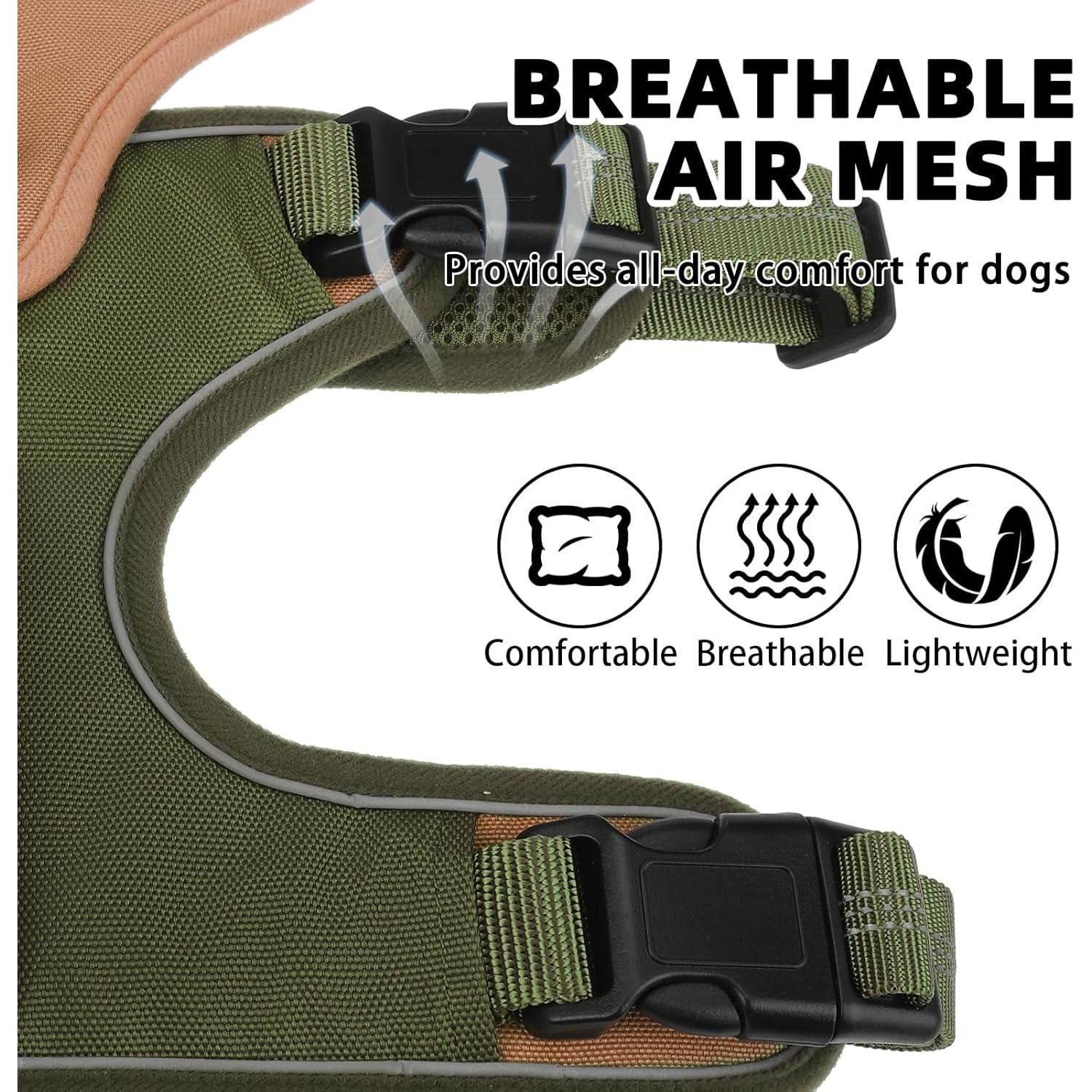 Arnés para Perros PUPTECK Grande Verde Reflectante Ajustable