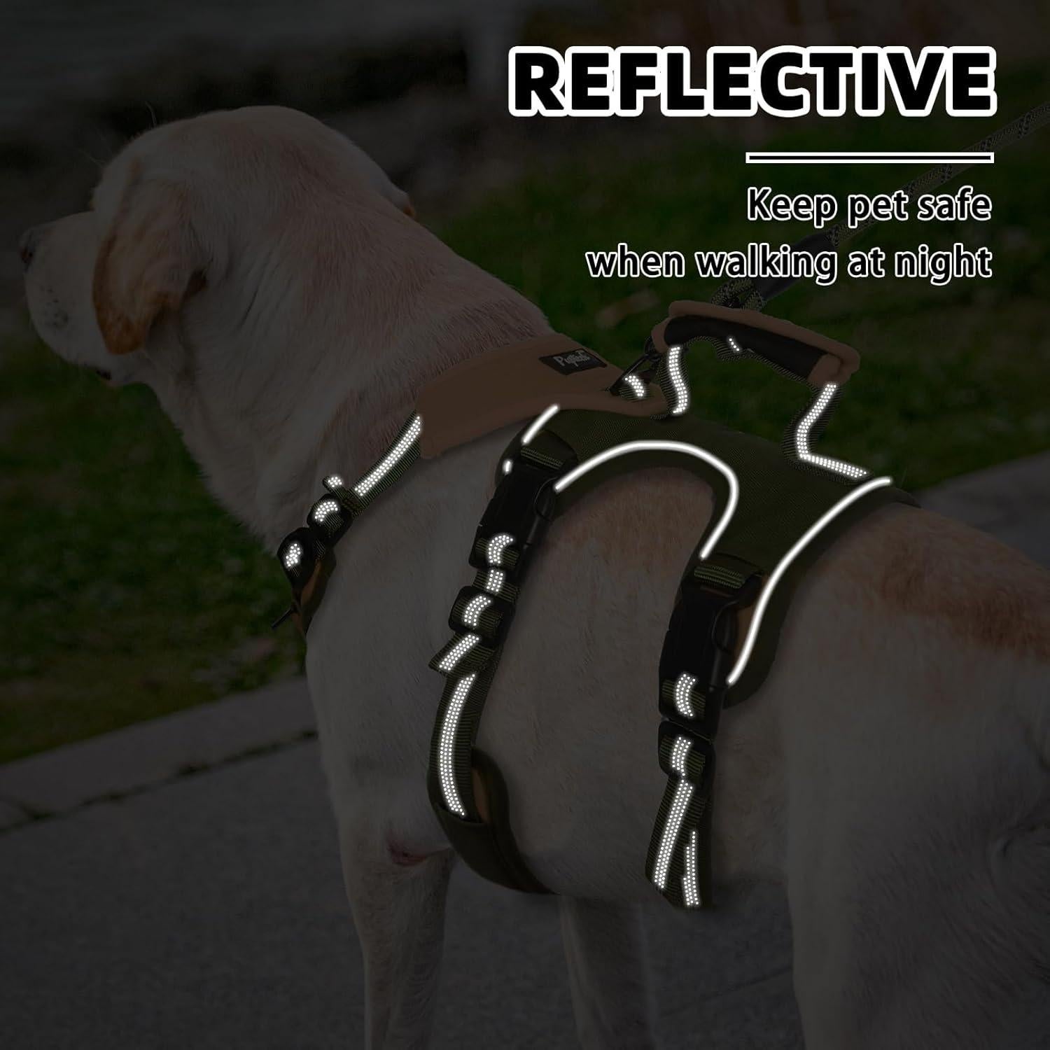 Arnés para Perros PUPTECK Grande Verde Reflectante Ajustable