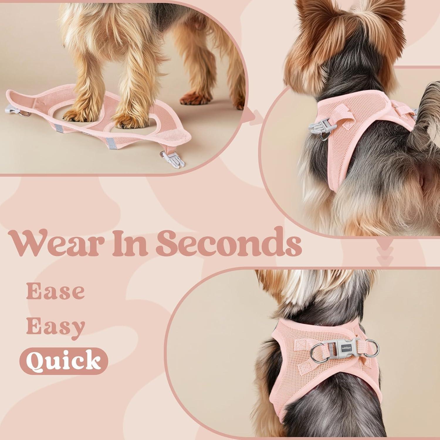 Arnés para Perros Pequeños Rabbitgoo Rosa S - Malla Suave y Reflectante