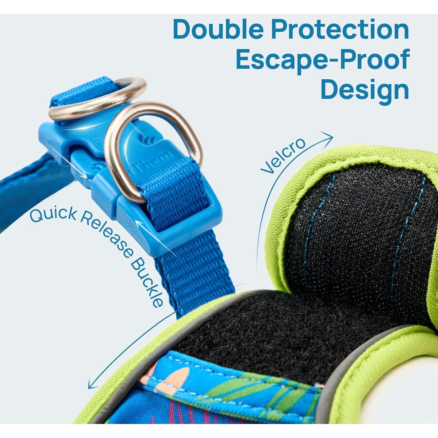 Arnés Ajustable PetThem para Gato Mediano Verde Hawaii