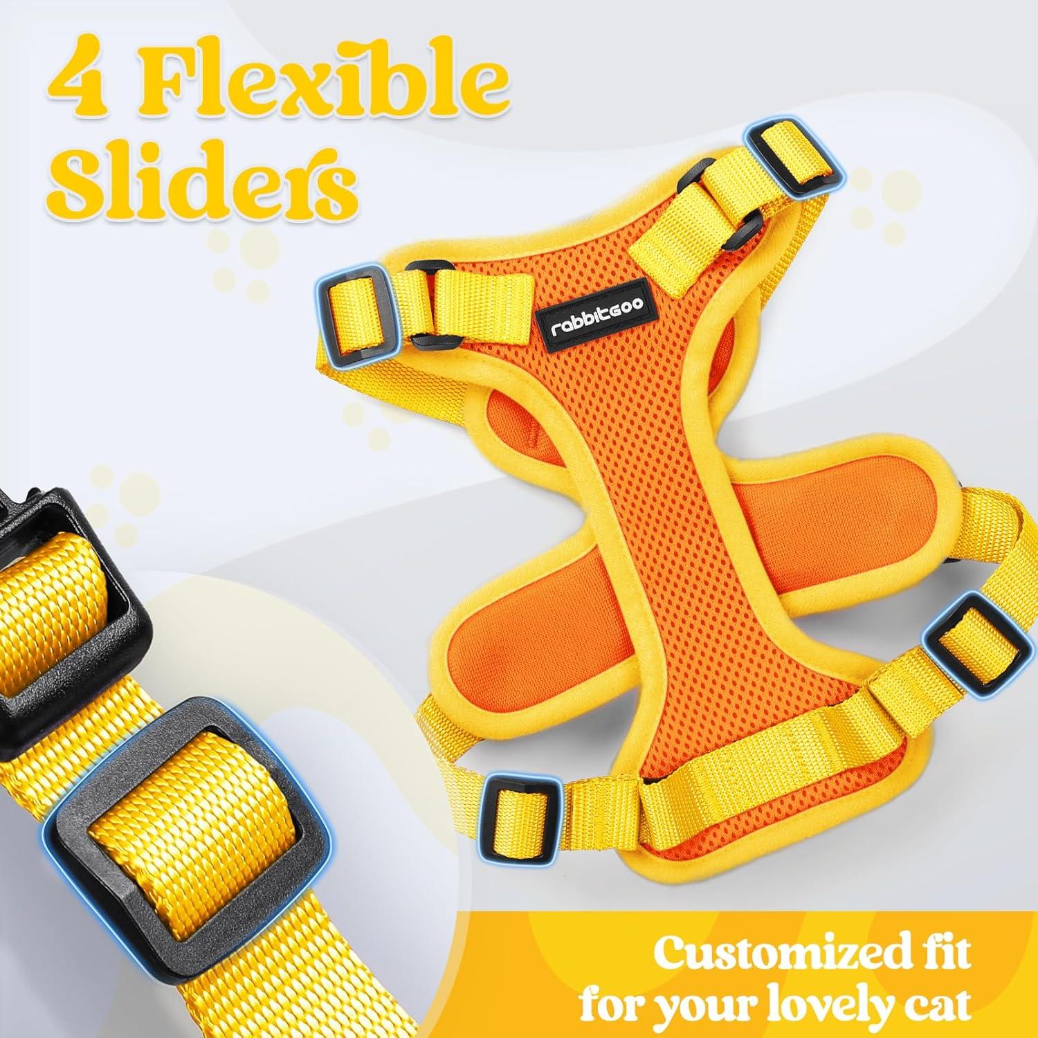 Arnés y Correa para Gatos Rabbitgoo XS Naranja y Amarillo