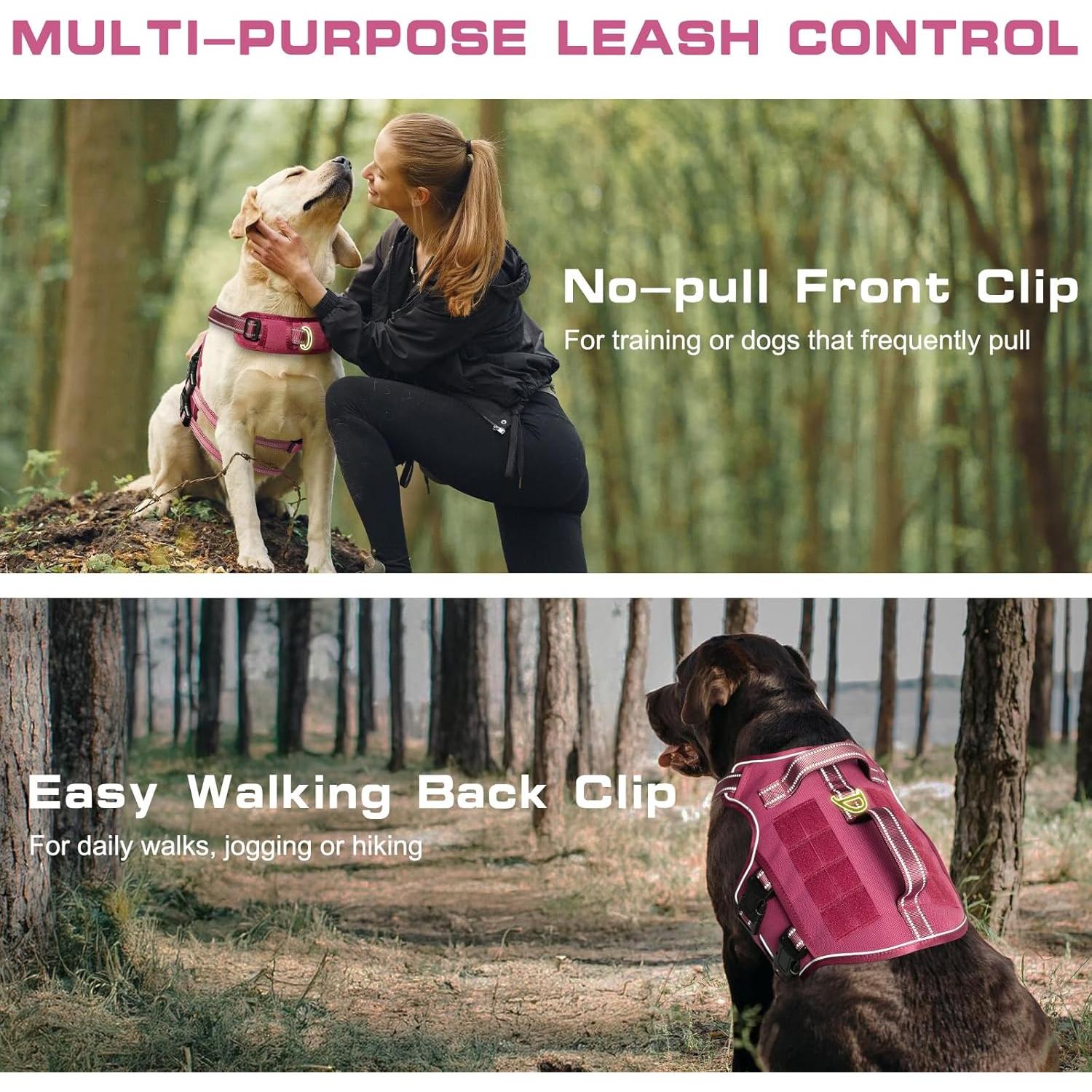 Arnés Táctico para Perros Grandes RunFido Rosa Ajustable