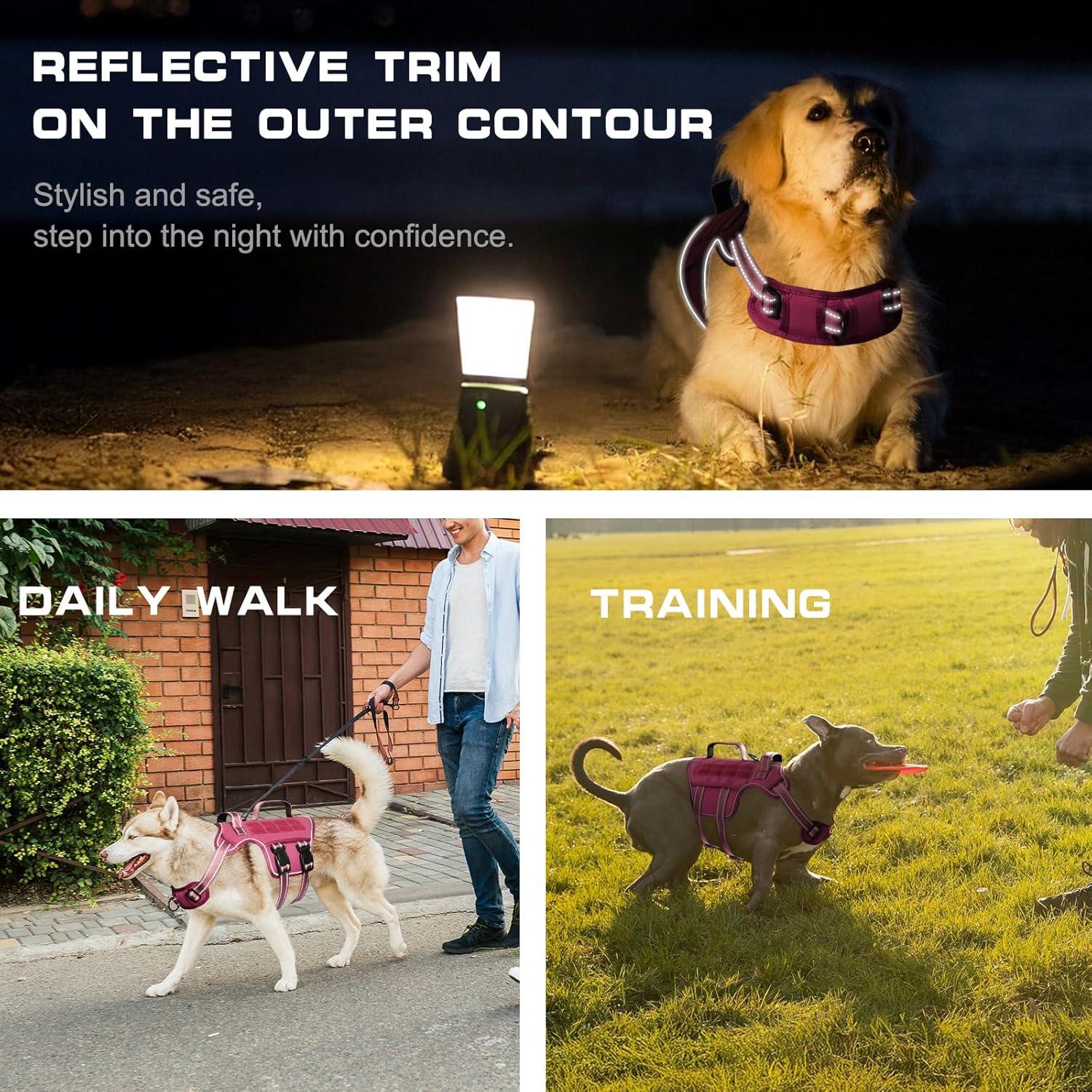 Arnés Táctico para Perros Grandes RunFido Rosa Ajustable