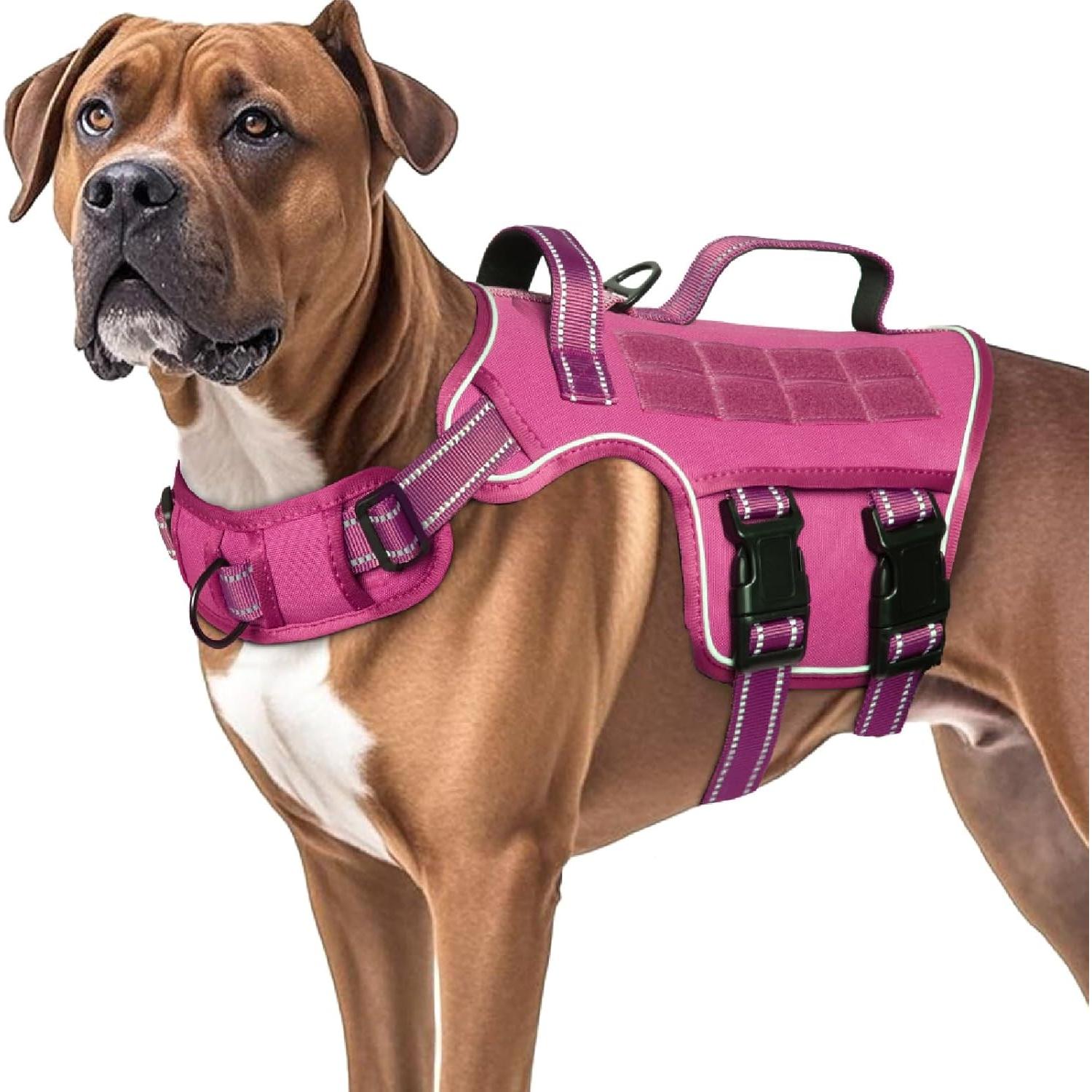 Arnés Táctico para Perros Grandes RunFido Rosa Ajustable