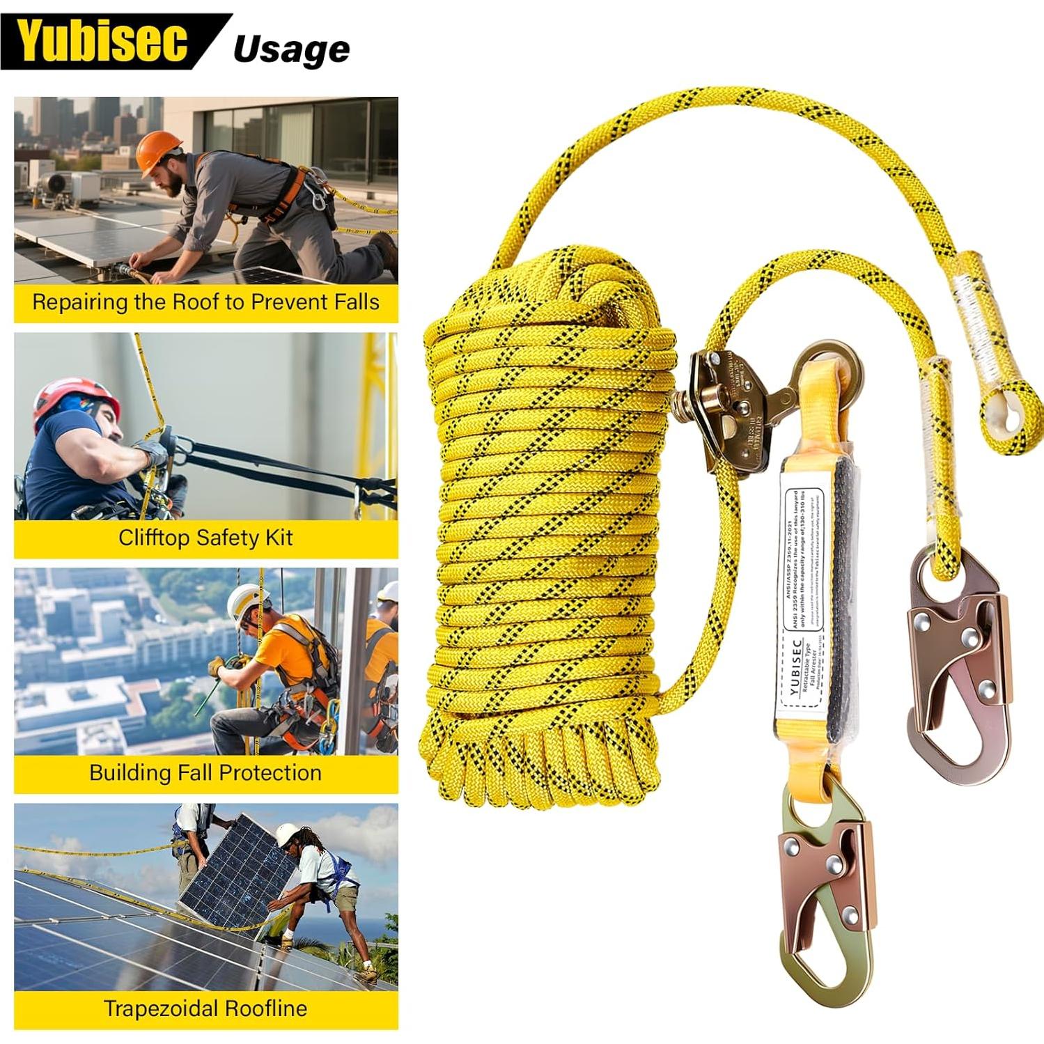 Arnés de Cuerda de Seguridad Yubisec 30m con Absorbedor de Choque