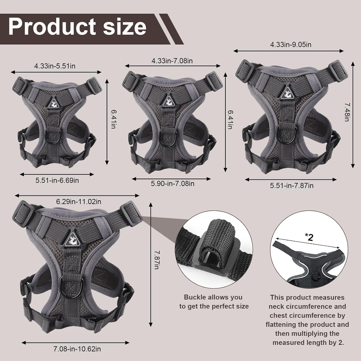 Arnés y Correa para Gatos Wanheart L Gris 5-7.48kg Ajustable
