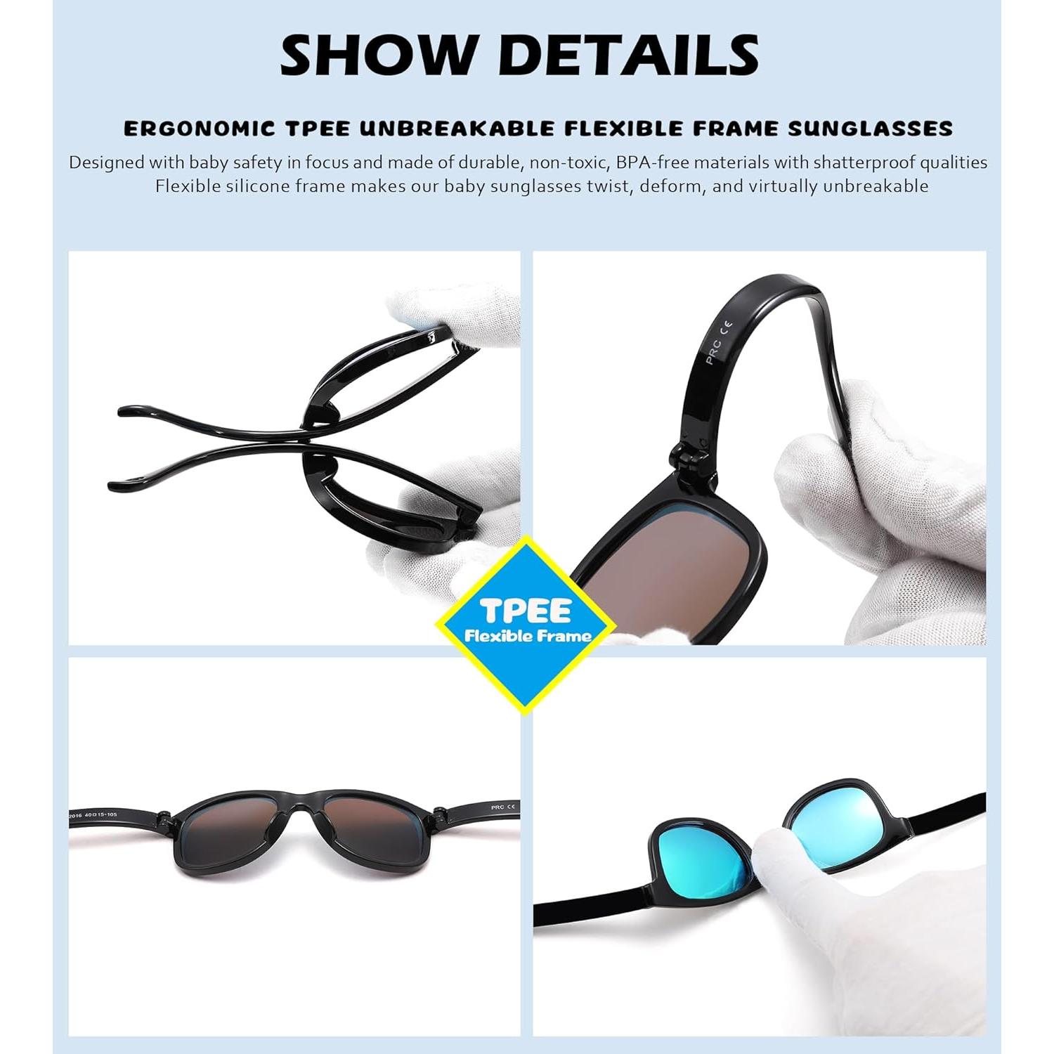 Gafas de Sol Polarizadas NULOOQ para Bebés - Paquete de 3