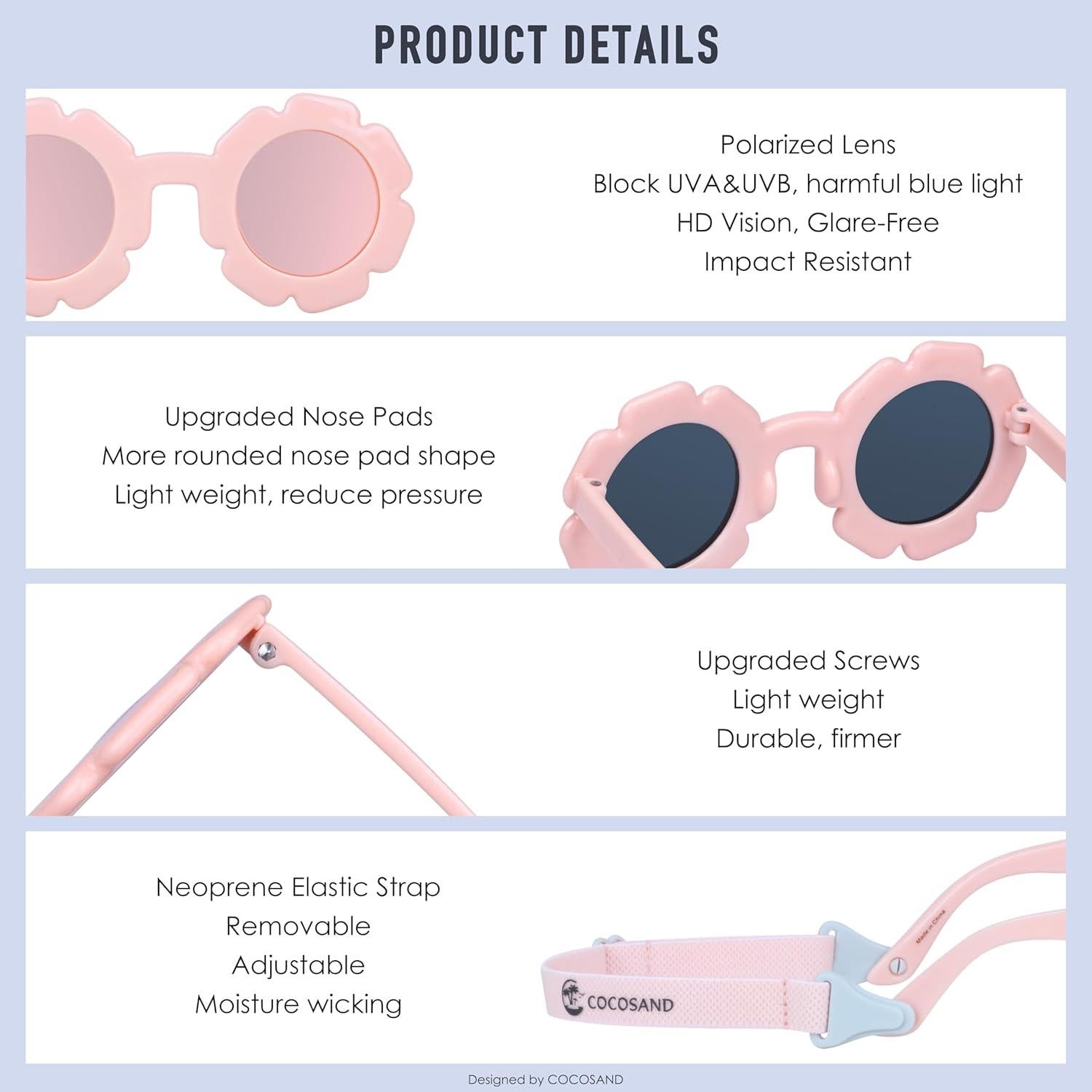 Gafas de sol COCOSAND para bebés 3-24 meses, polarizadas