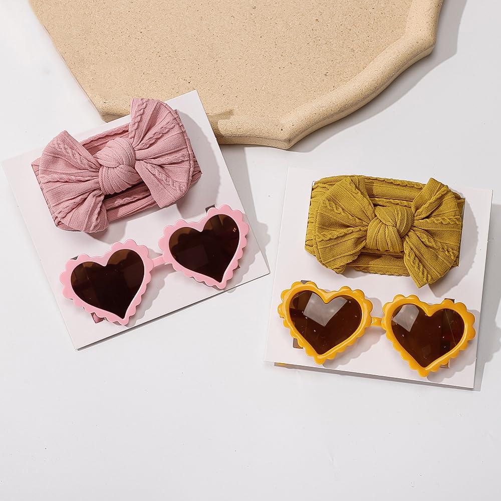 Diadema elástica Yheahin con lazo y gafas de sol para bebés