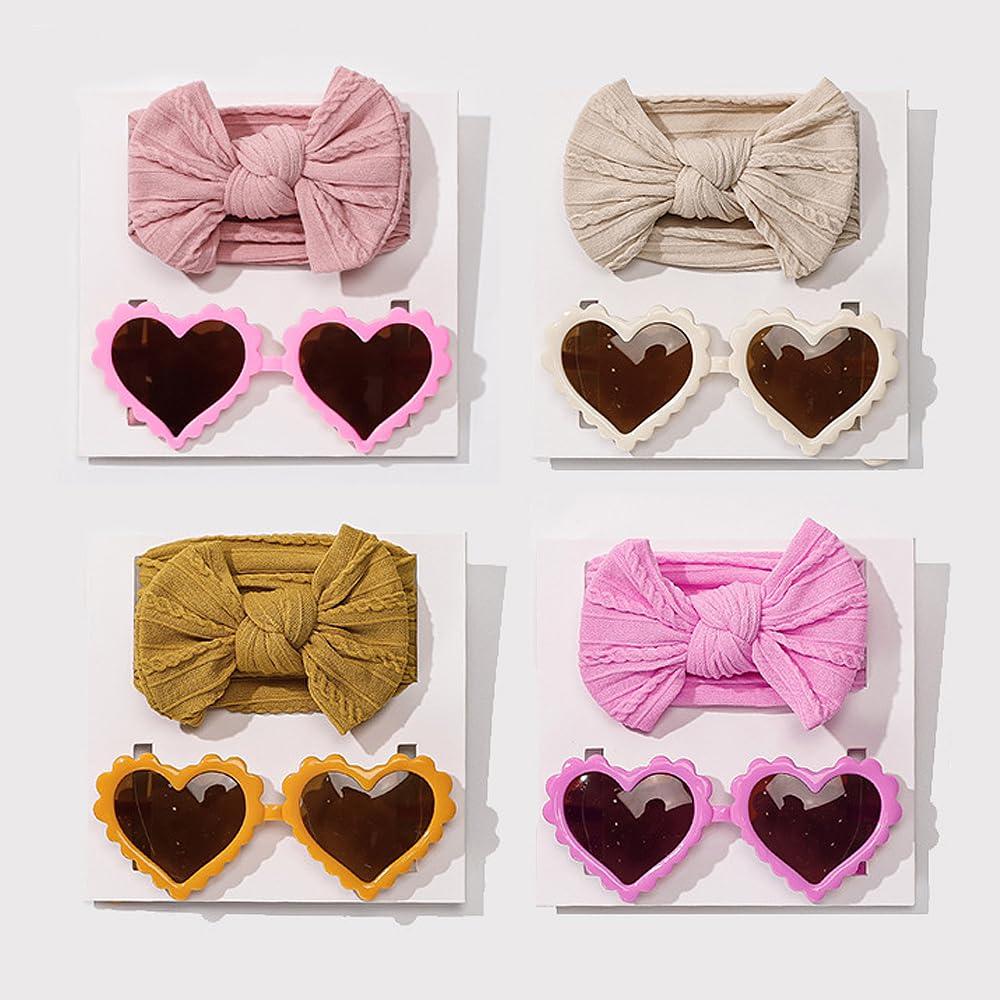 Diadema elástica Yheahin con lazo y gafas de sol para bebés