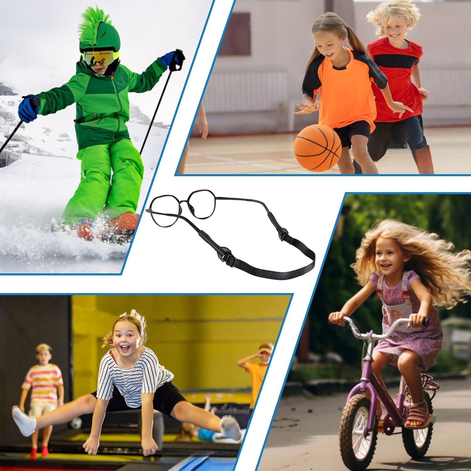 Correa Ajustable para Gafas de Niños 4 Piezas Negra