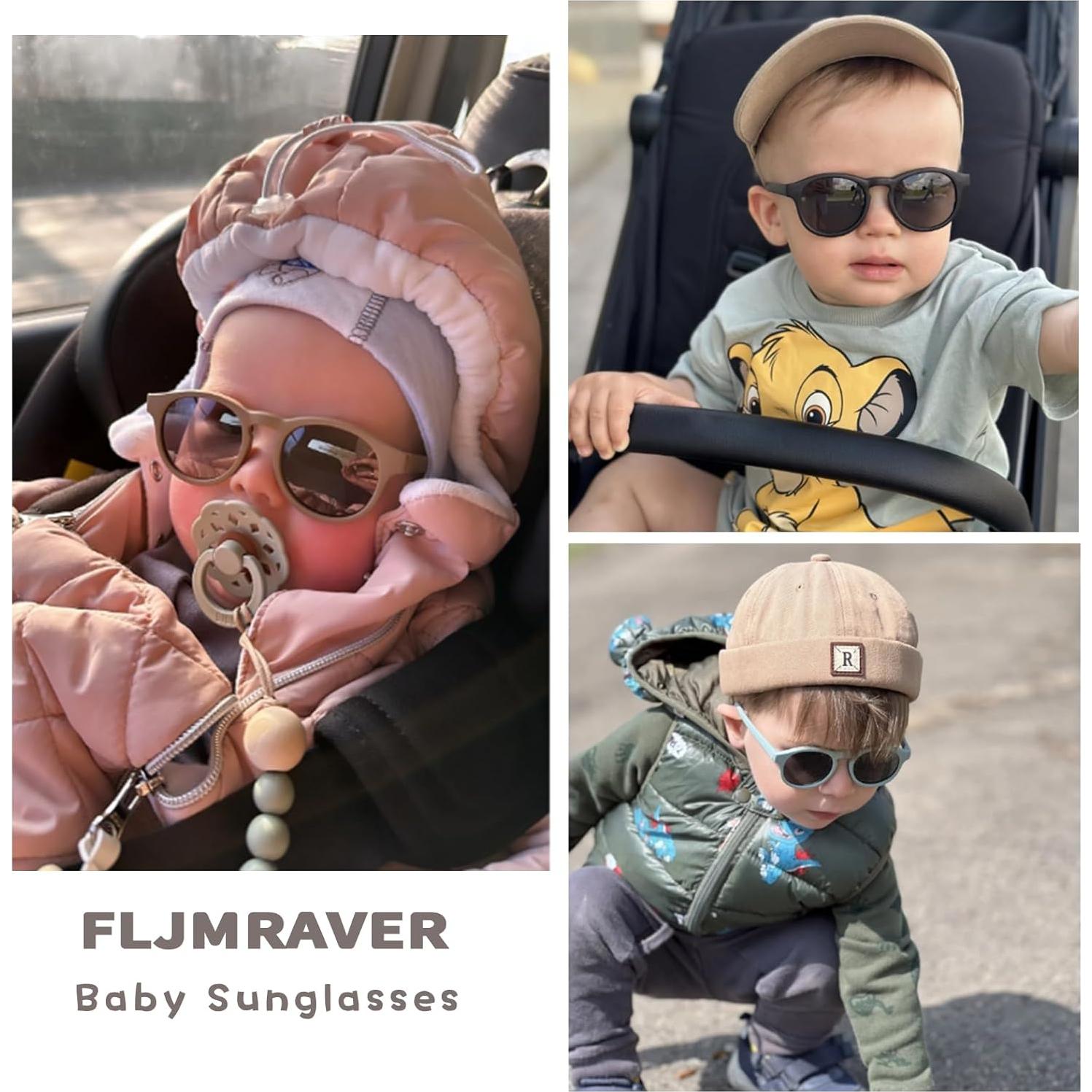Gafas de sol para bebés FLJMRAVER UV400 flexibles con correa