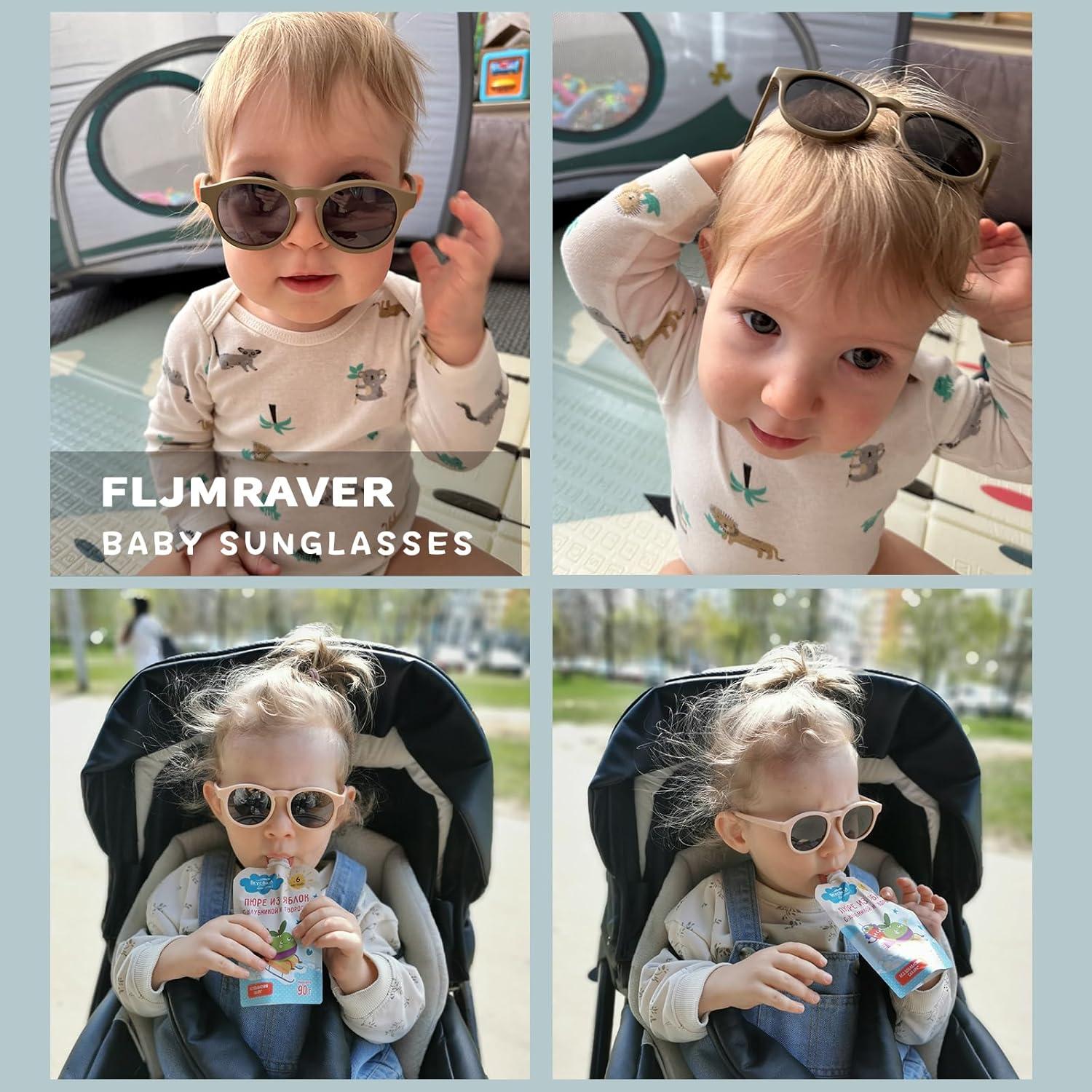 Gafas de sol para bebés FLJMRAVER UV400 flexibles con correa