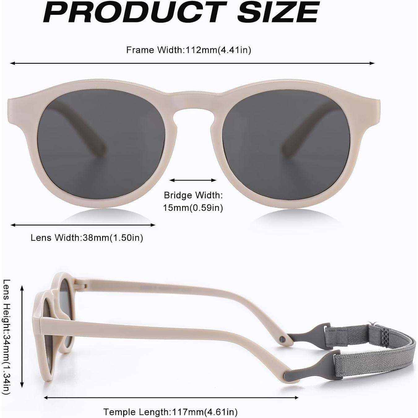 Gafas de sol para bebés FLJMRAVER UV400 flexibles con correa