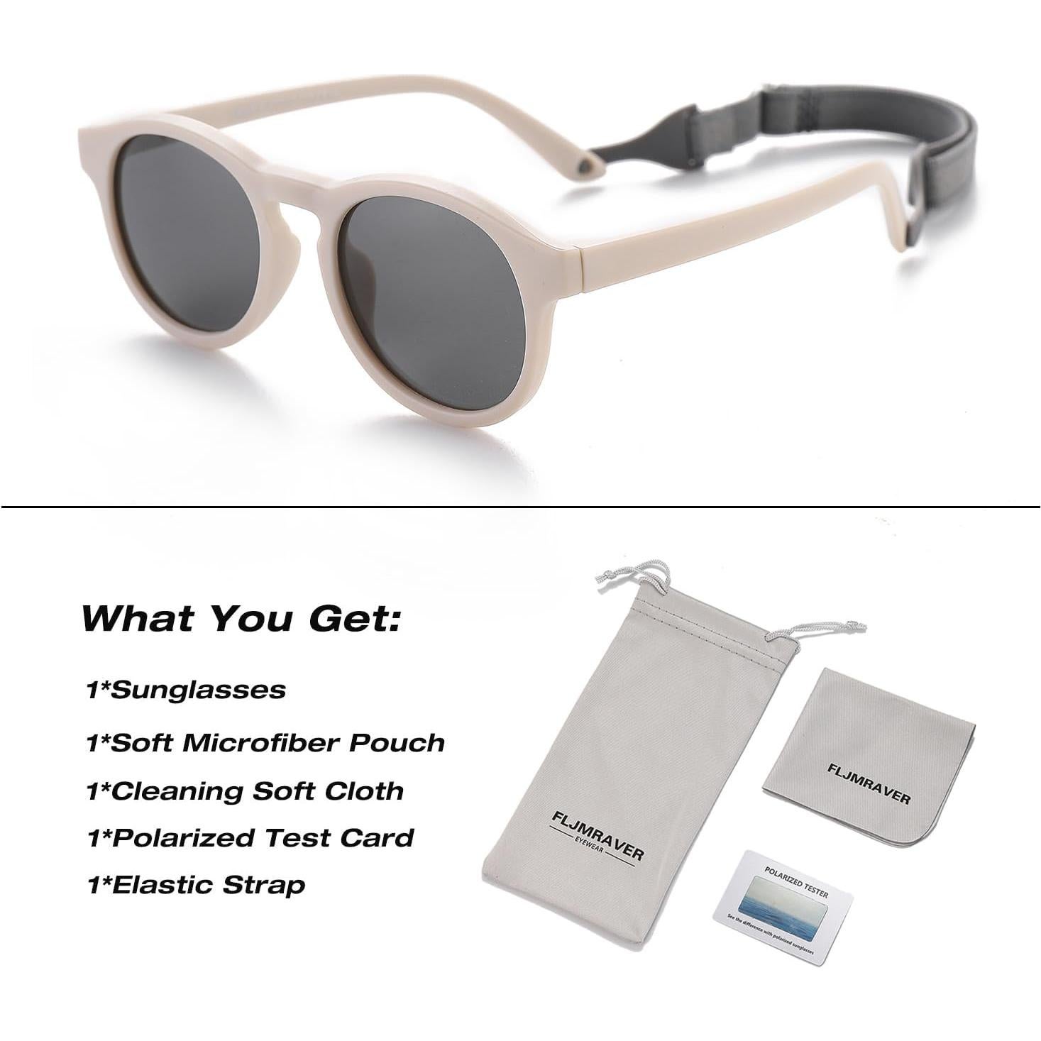 Gafas de sol para bebés FLJMRAVER UV400 flexibles con correa