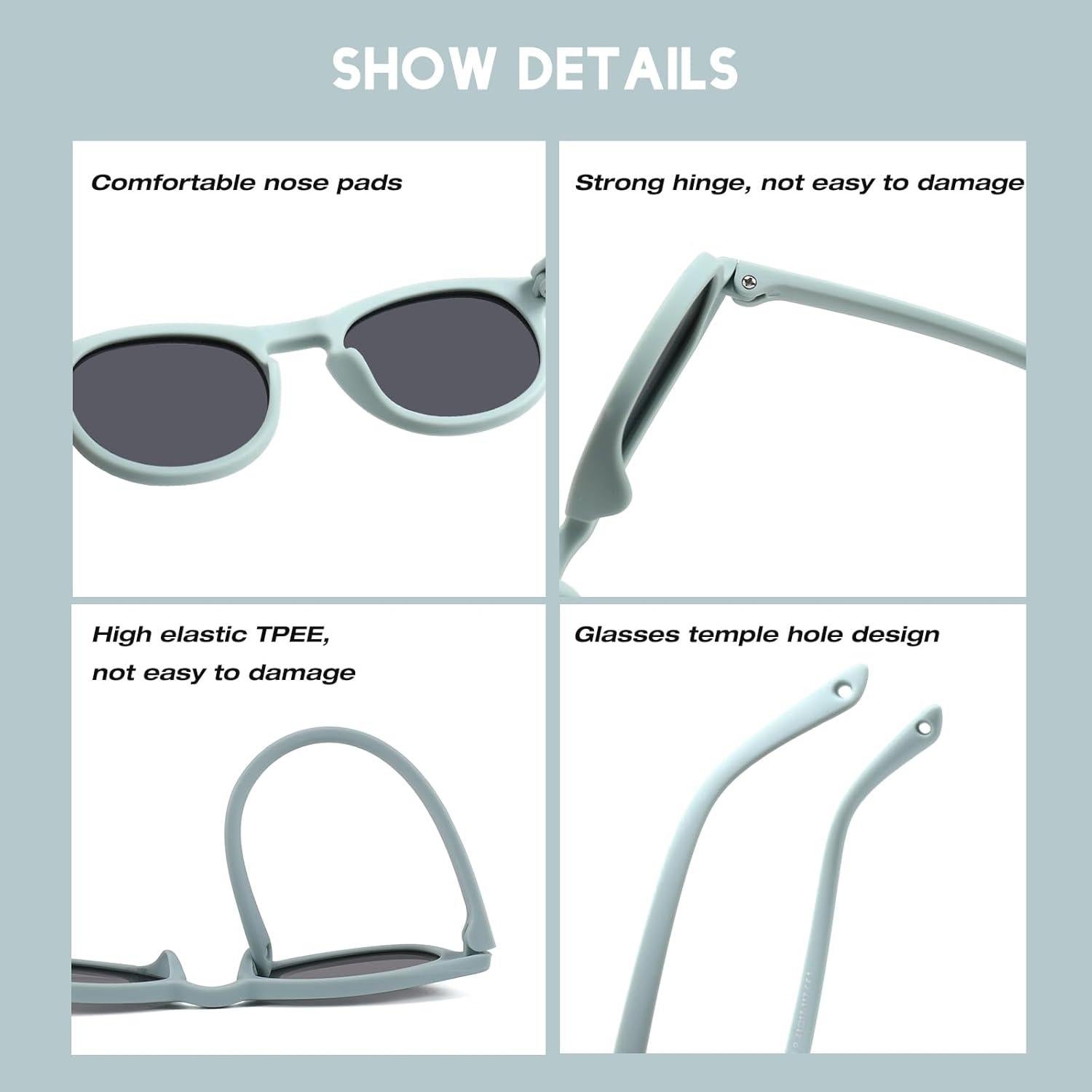 Gafas de sol para bebés FLJMRAVER UV400 flexibles con correa