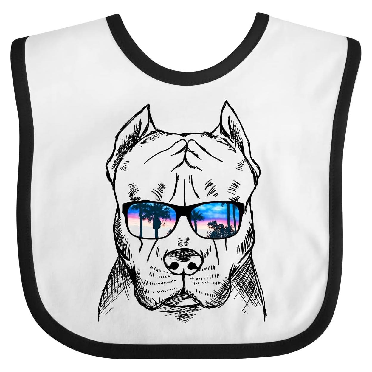 Babero de Bebé Unisex Inktastic Pitbull con Gafas