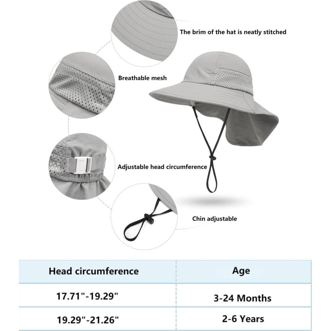 Sombrero de sol UPF 50+ WINZIK para bebés 3-24 meses con gafas
