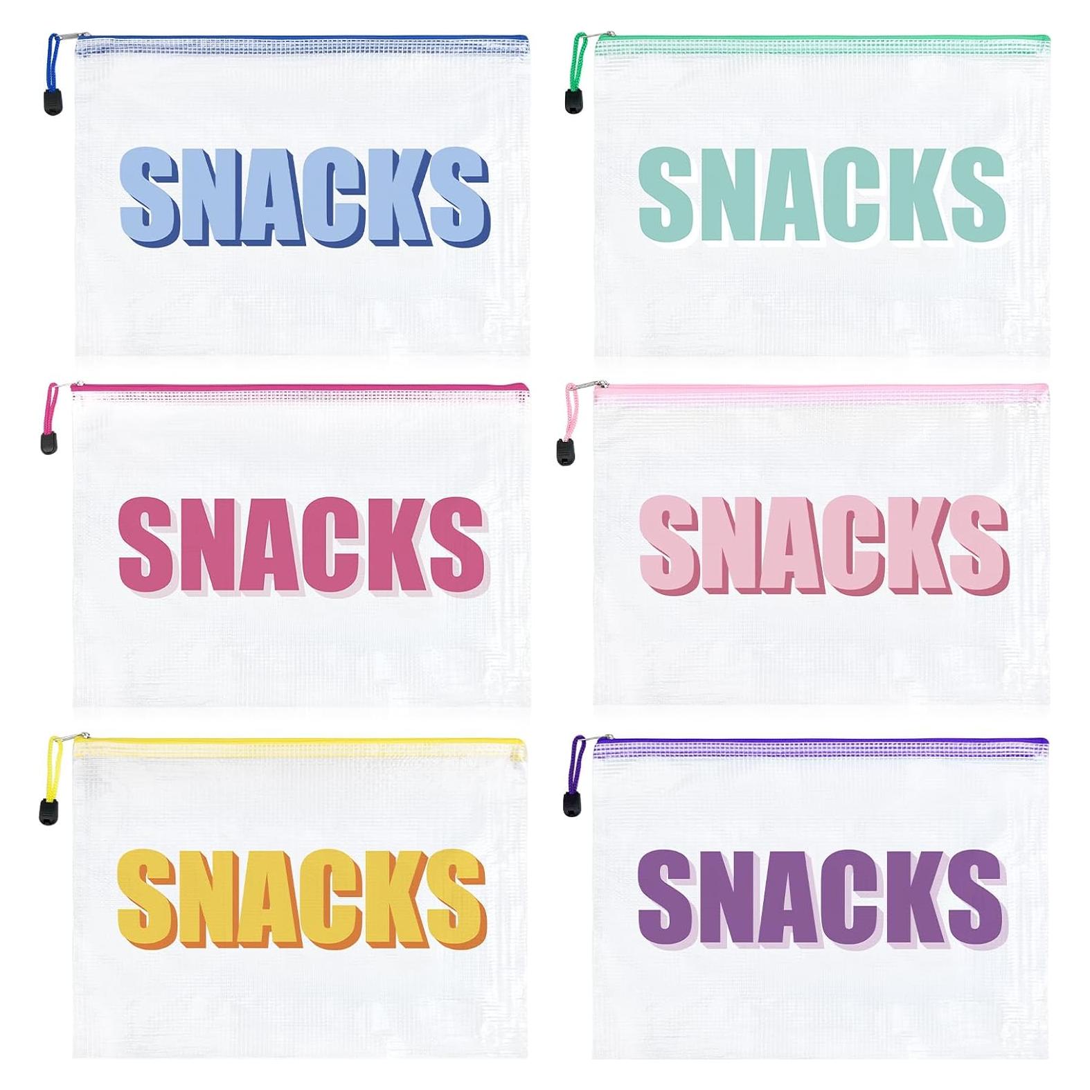 6 Bolsas de Snack Transparentes Impermeables para Viaje