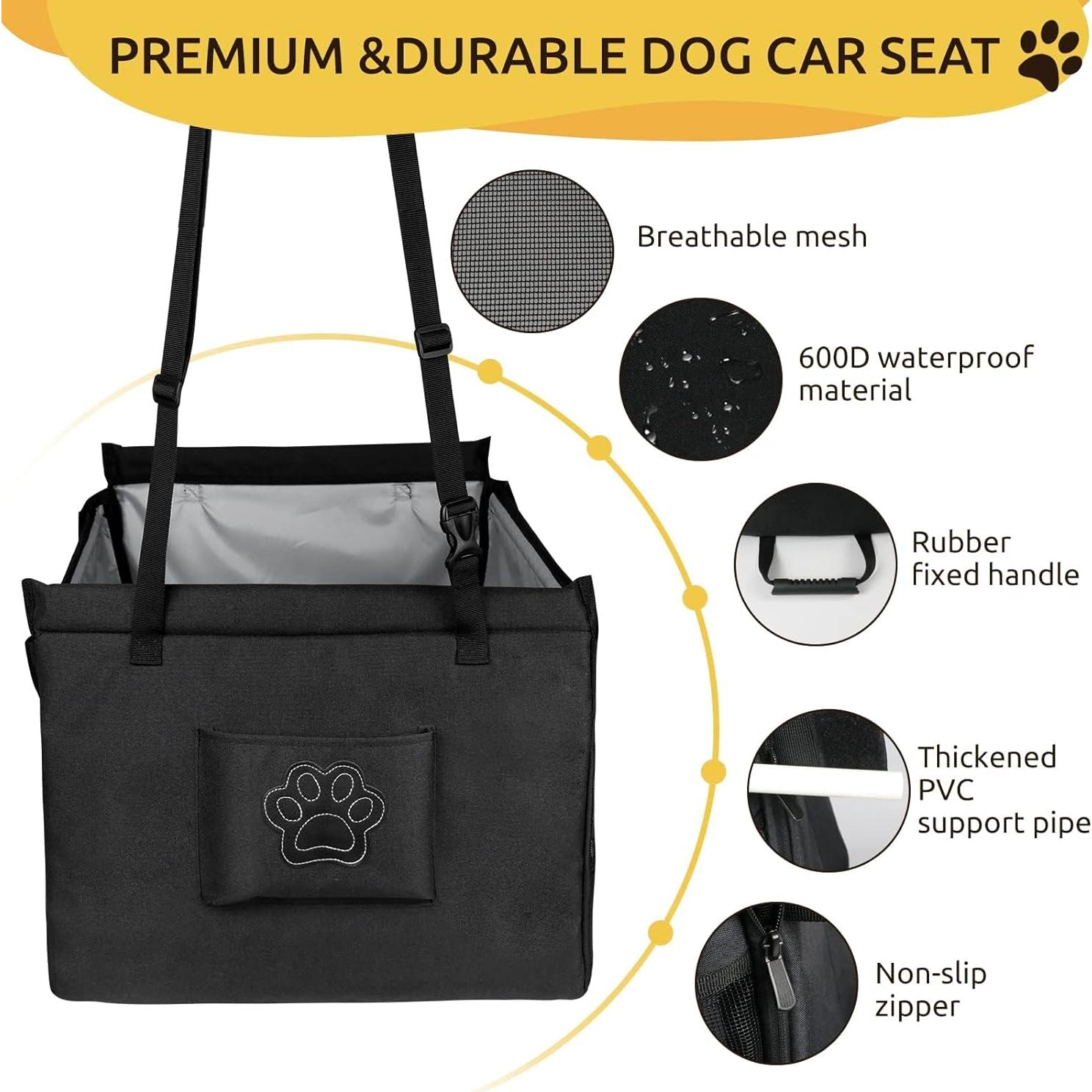 Asiento de Coche Portátil para Perros YUNPUHEHUI Negro 12.7x5.1cm