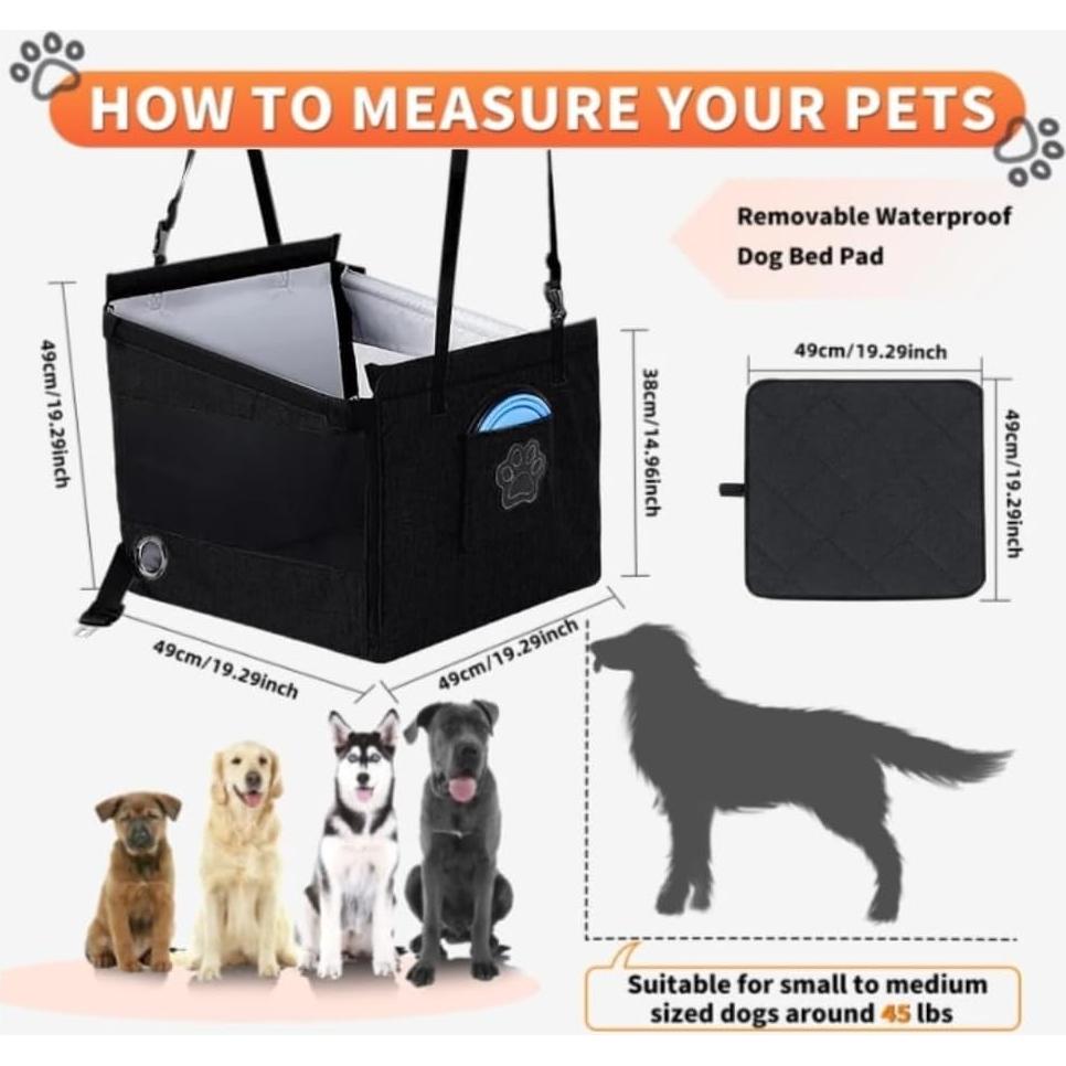 Asiento de Coche Portátil para Perros YUNPUHEHUI Negro 12.7x5.1cm