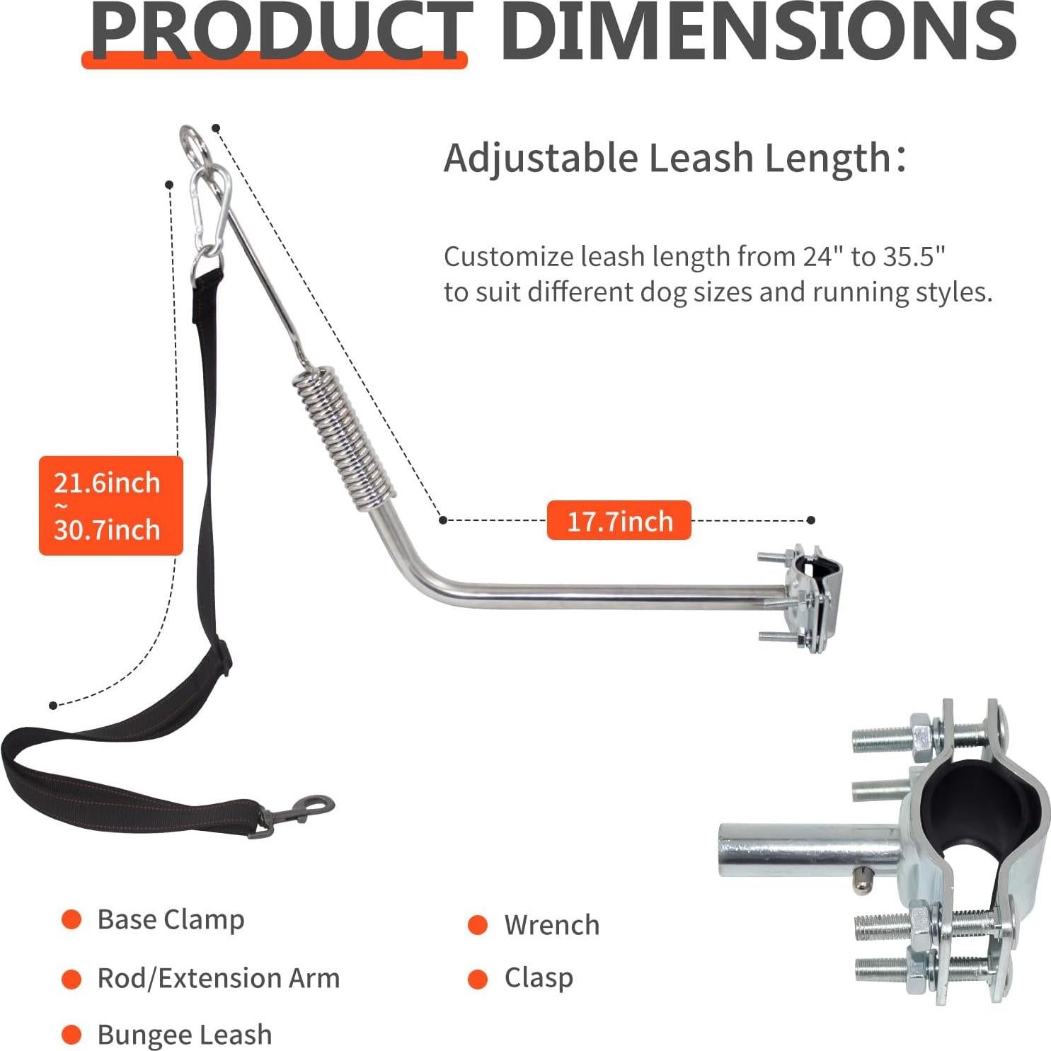Correa de Perro para Bicicleta Sukubiui con Amortiguador 70-125 cm