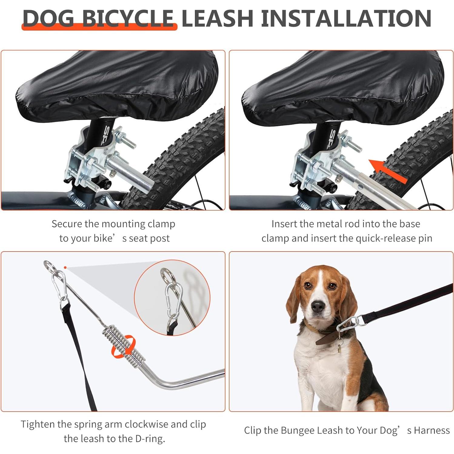 Correa de Perro para Bicicleta Sukubiui con Amortiguador 70-125 cm