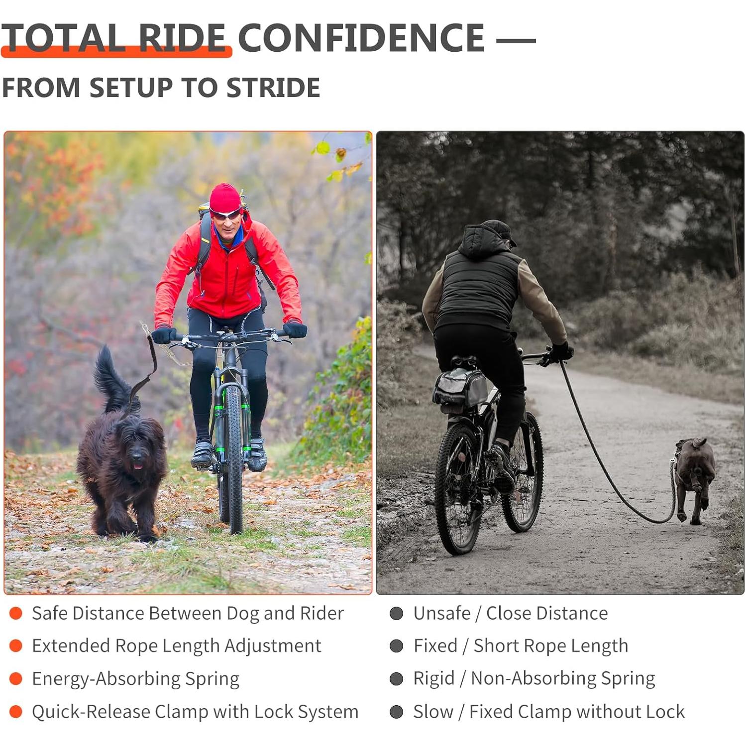 Correa de Perro para Bicicleta Sukubiui con Amortiguador 70-125 cm