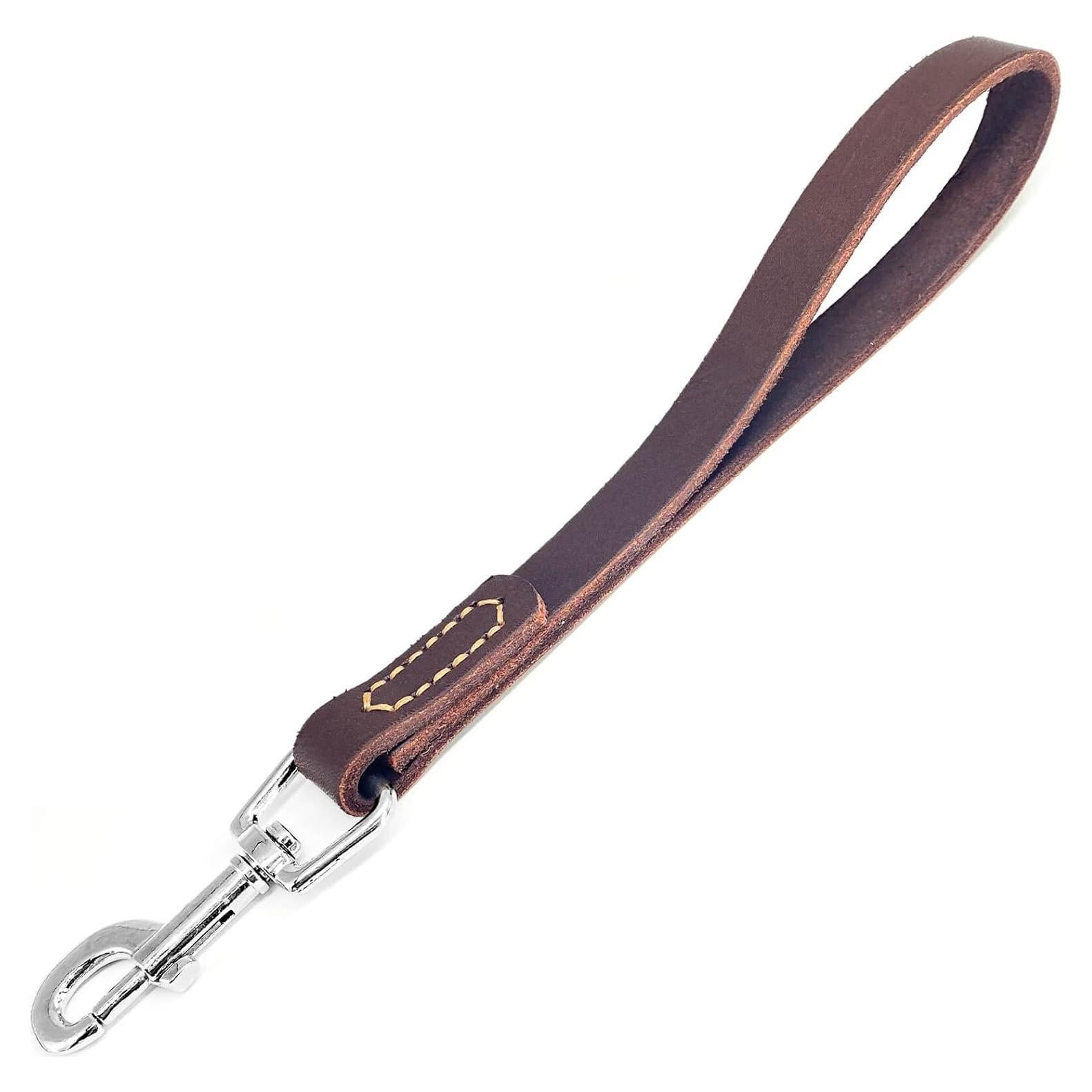 Correa corta de perro HONGSAGE de cuero 30.48 cm con gancho 360°