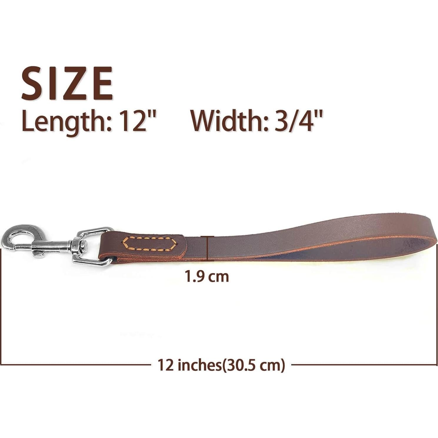 Correa corta de perro HONGSAGE de cuero 30.48 cm con gancho 360°