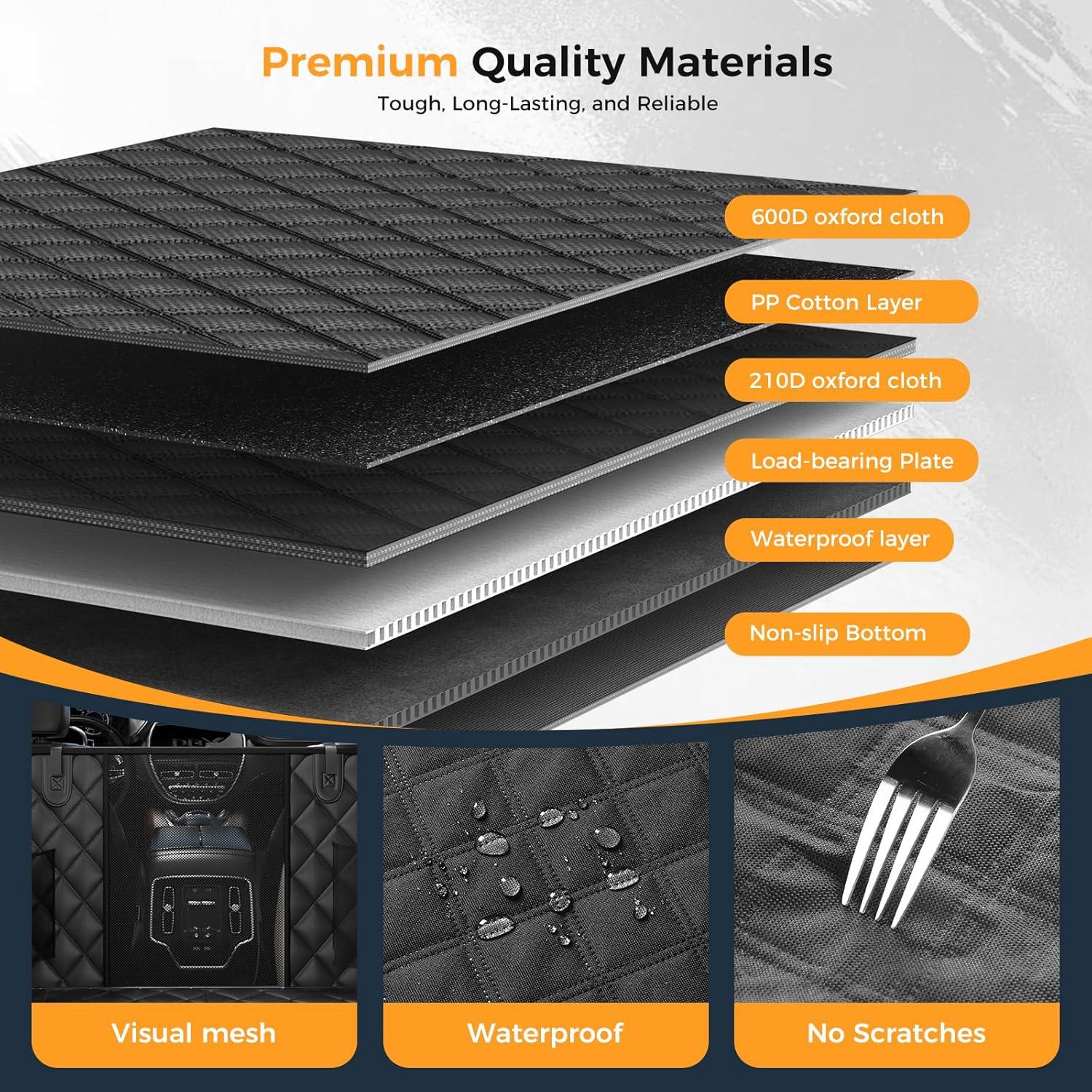 Dog Car Seat Cover for Back Seat, Hard Bottom Back Seat Extender for Dogs - Supports 400lbs, 2025 New Waterproof, Scratch Resistant, Anti Slip Portable Dog Hammock,Suitable for Cars, SUVs and Trucks