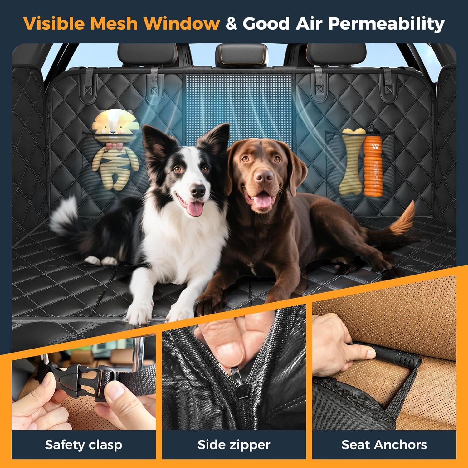 Dog Car Seat Cover for Back Seat, Hard Bottom Back Seat Extender for Dogs - Supports 400lbs, 2025 New Waterproof, Scratch Resistant, Anti Slip Portable Dog Hammock,Suitable for Cars, SUVs and Trucks